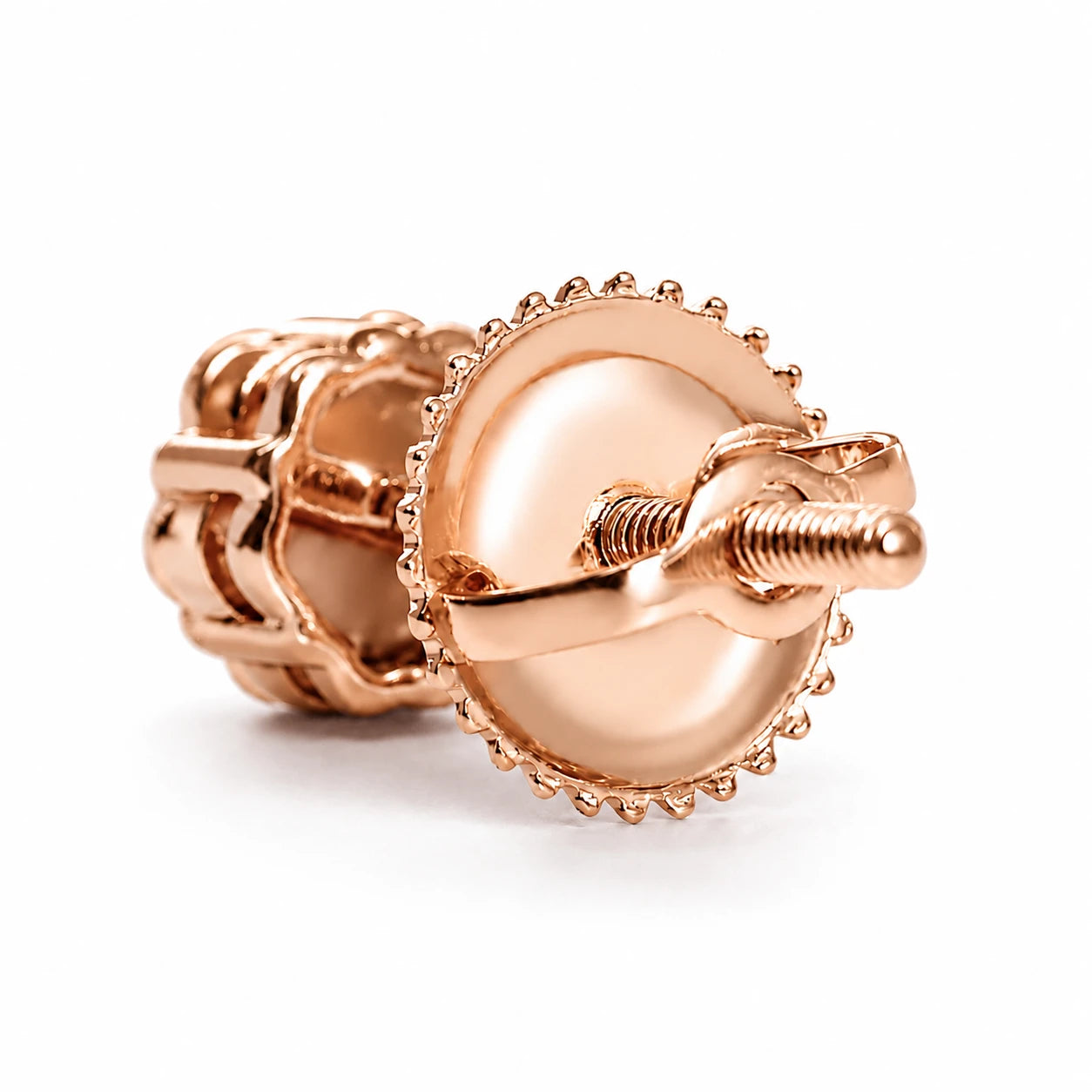 Flower Diamond Studs in 14K rose gold, 0.75ctw, side view