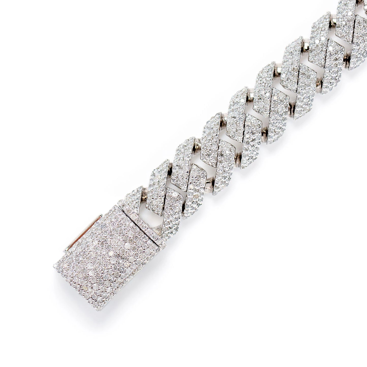 Sterling Silver 10mm Raised Miami Cuban Lab Diamond Bracelet