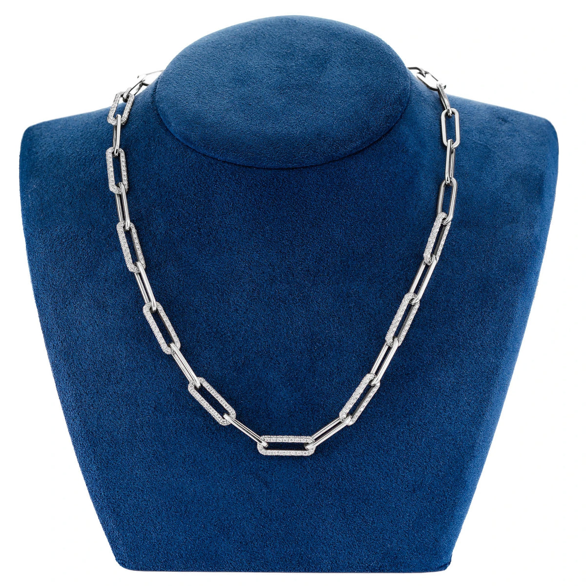 Alternating Elongated Diamond Rolo Link Necklace
