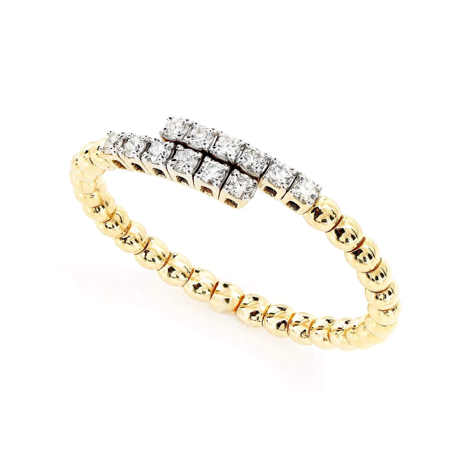 Beaded Bypass Diamond Flex Band in 14K yellow gold, detail view