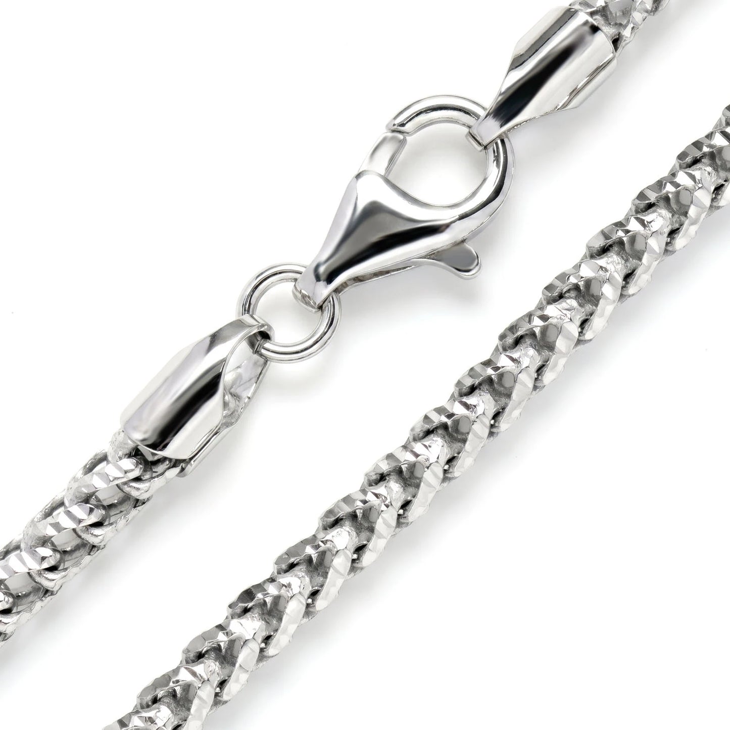 Sterling Silver Franco Chain in 925 sterling silver, 3.5mm width, detail view