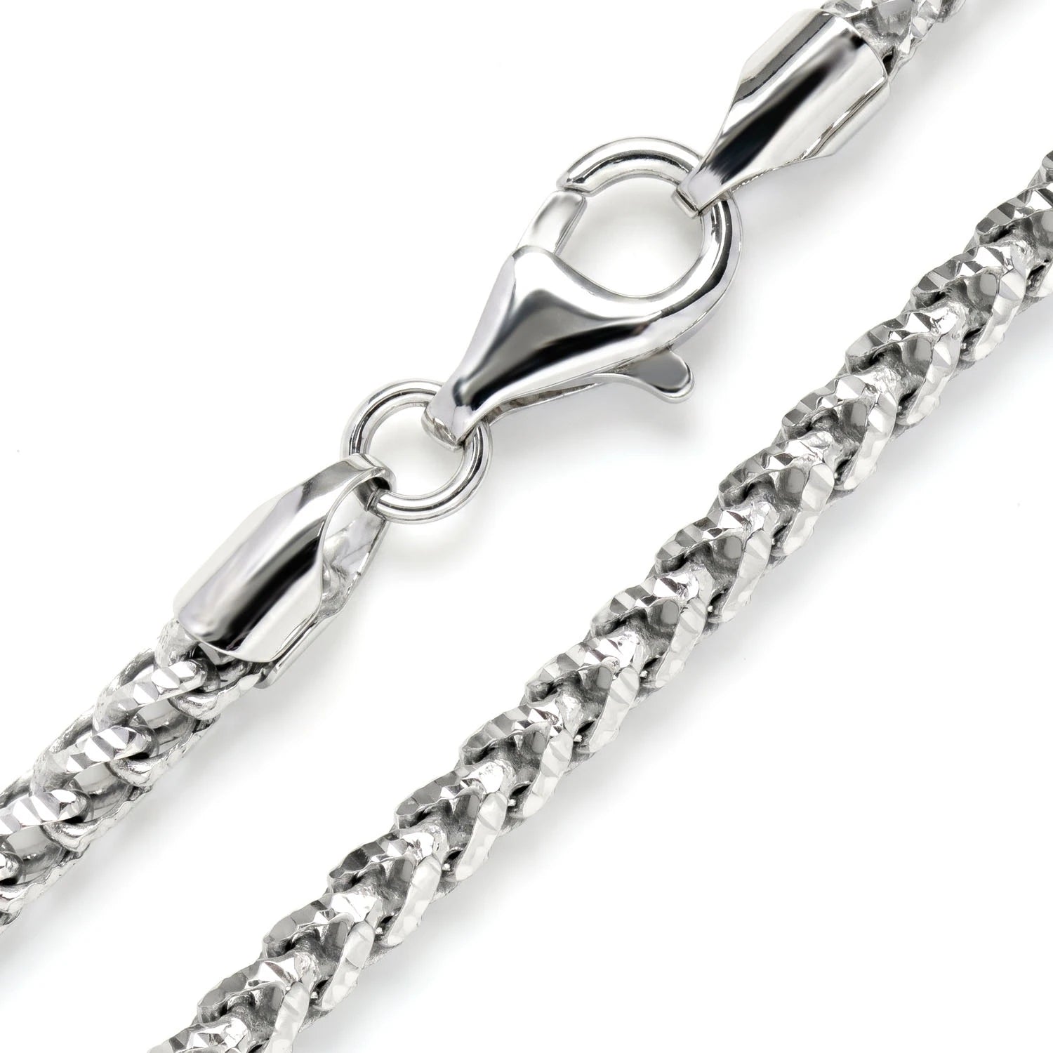 Sterling Silver Franco Chain in 925 sterling silver, 3.5mm width, detail view
