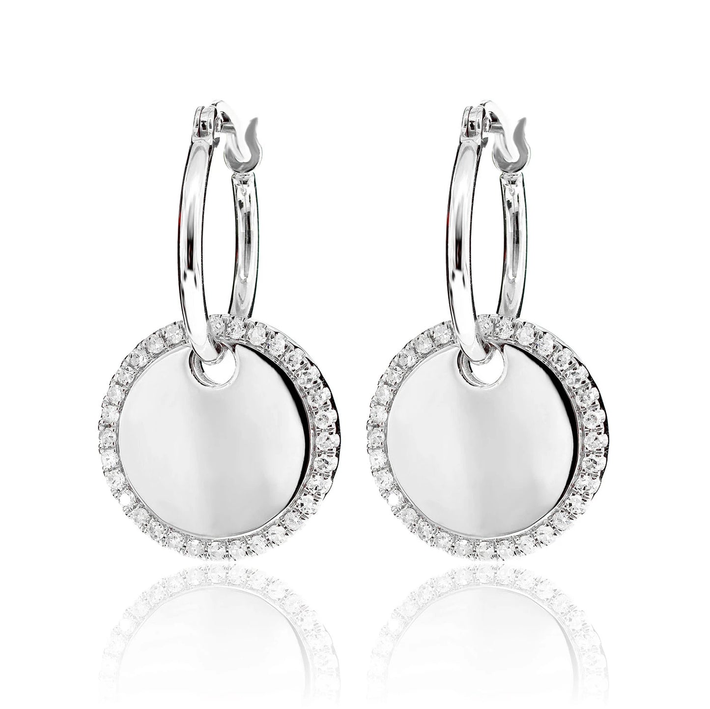 Diamond Dangling Halo Disc Hoop Earrings