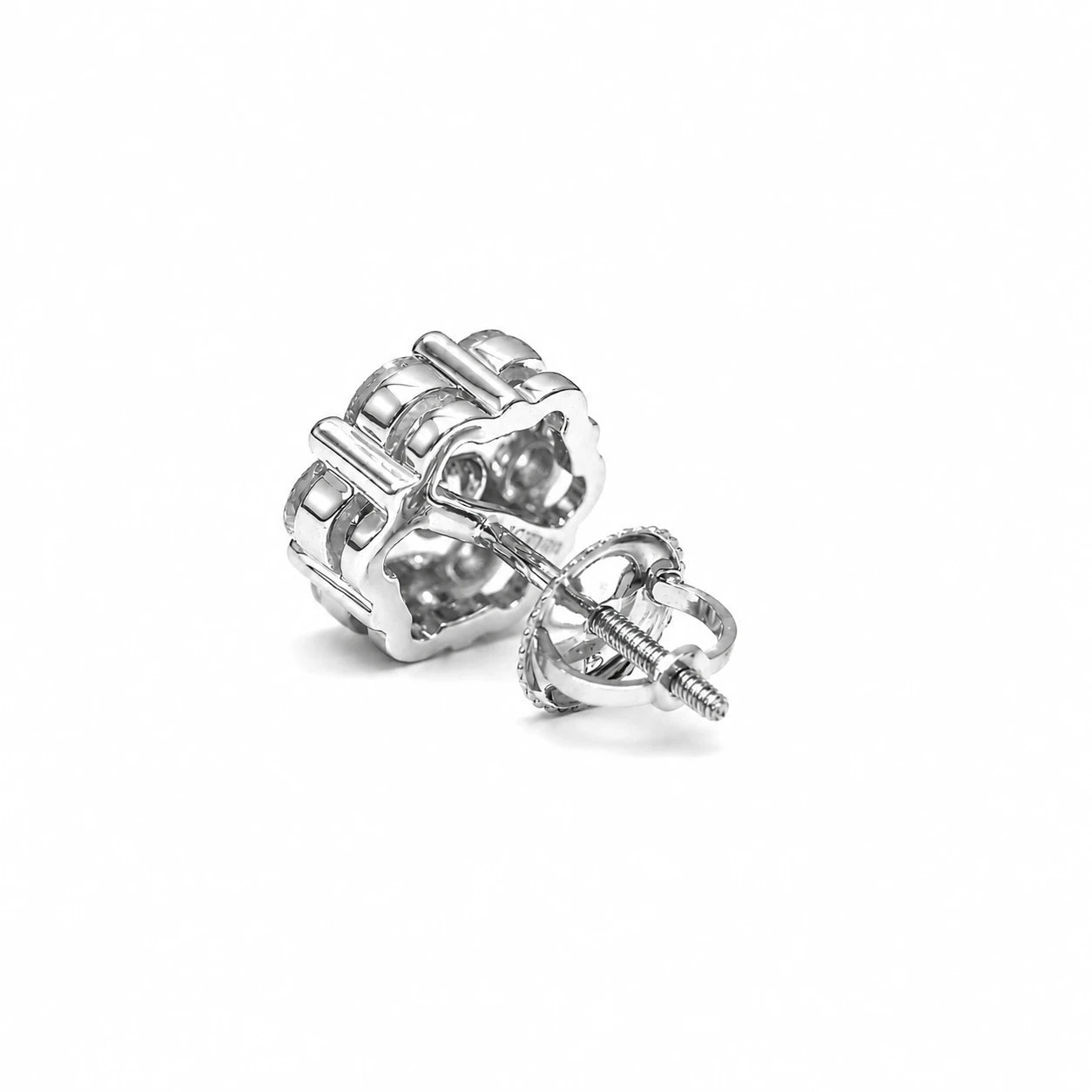 Flower Diamond Studs in 14K white gold, 1.50ctw, side view