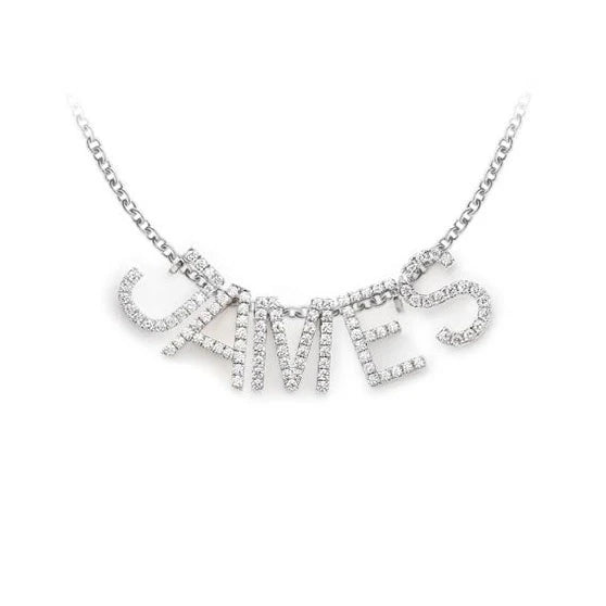 Letter & Number Pendant in 14K white gold, detail view