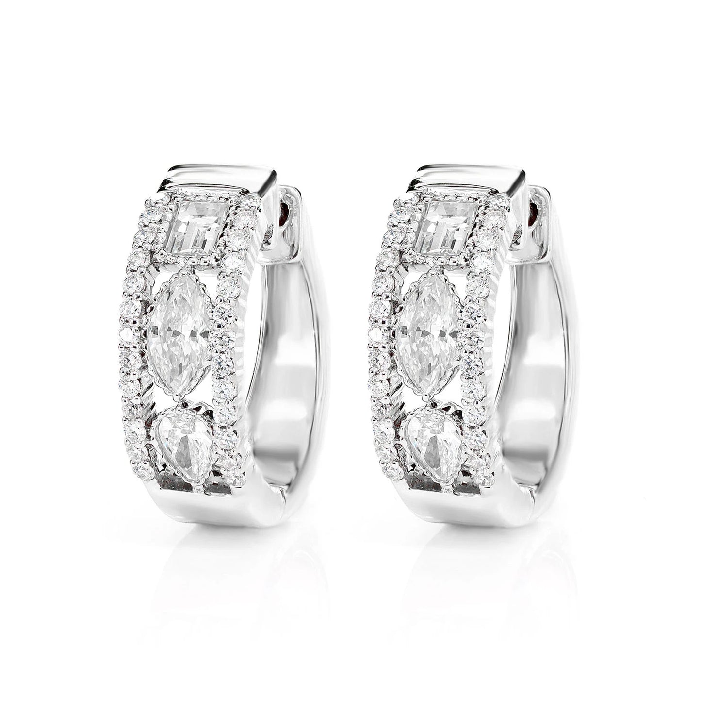 Open Diamond Multi Shape Hoop Earrings