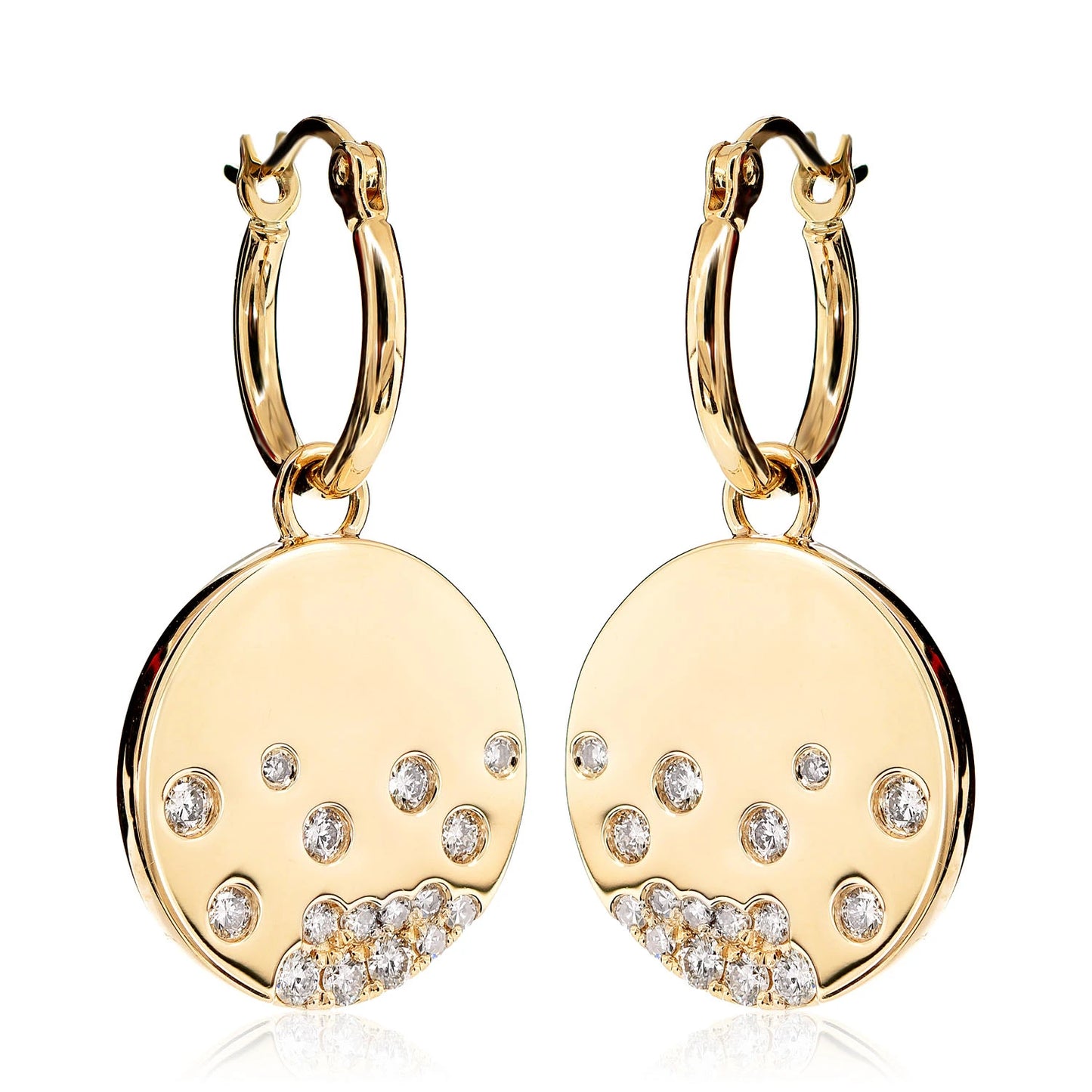 Detachable Scattered Gypsy Set Diamond Dangle Hoop Earrings