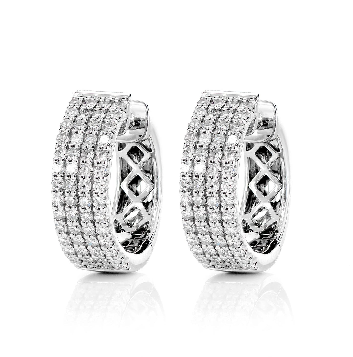 Four Row Diamond Hoop Earrings