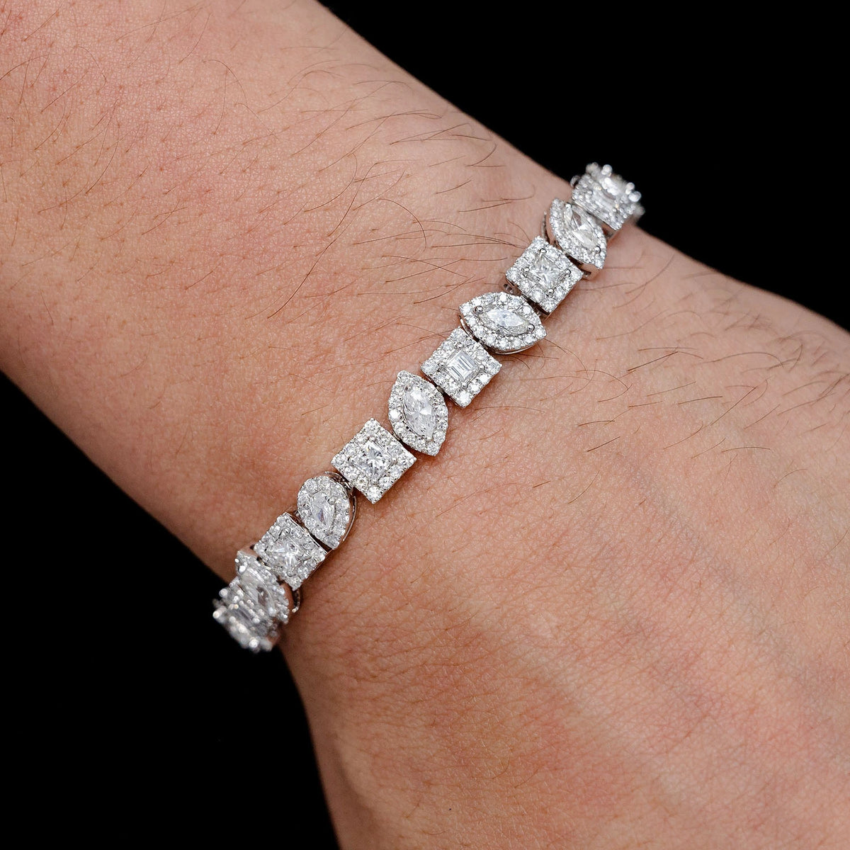 Multi Shape Diamond Halo Tennis Bracelet