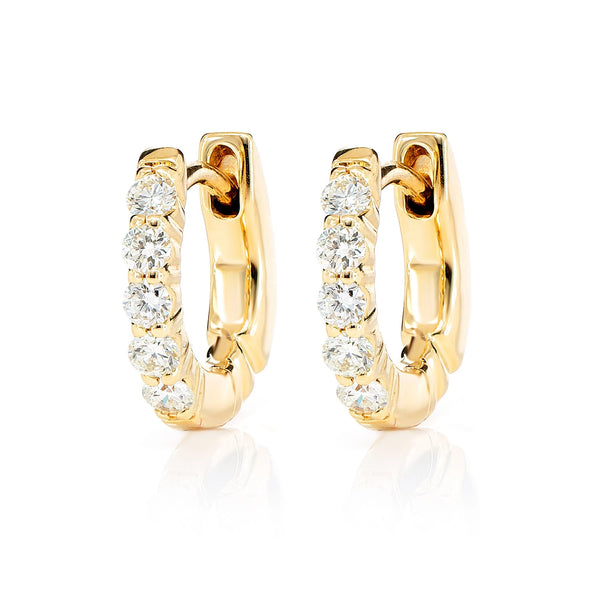 3pt Diamond Scallop Huggie Hoop Earrings