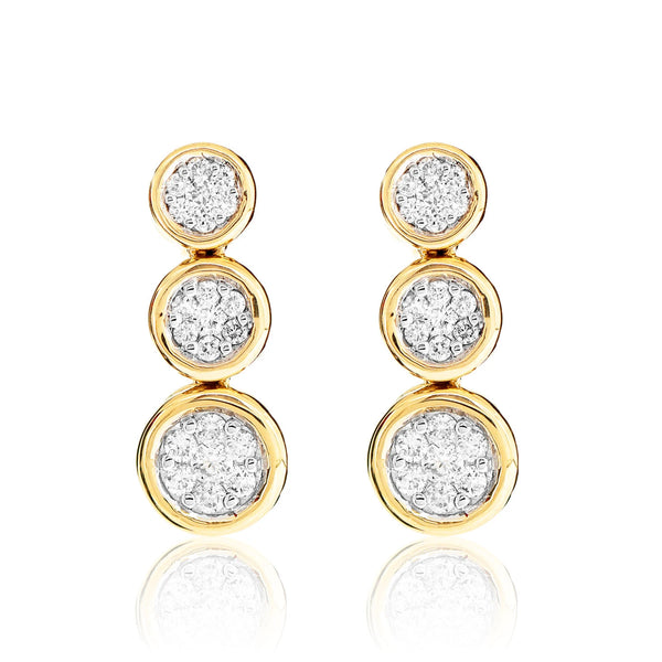 Graduated Cluster Diamond Bezel Dangle Earrings