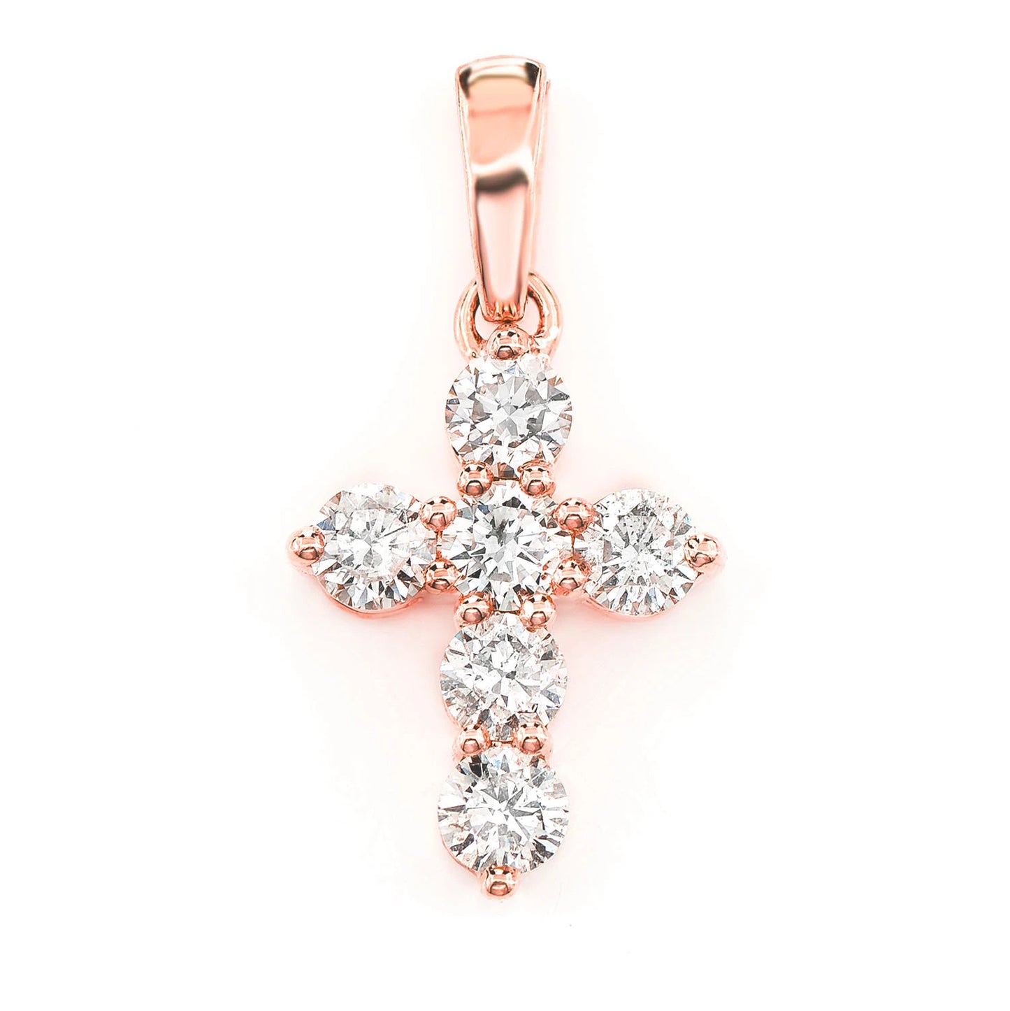 Pointed Cross Pendant in 14K rose gold, front view