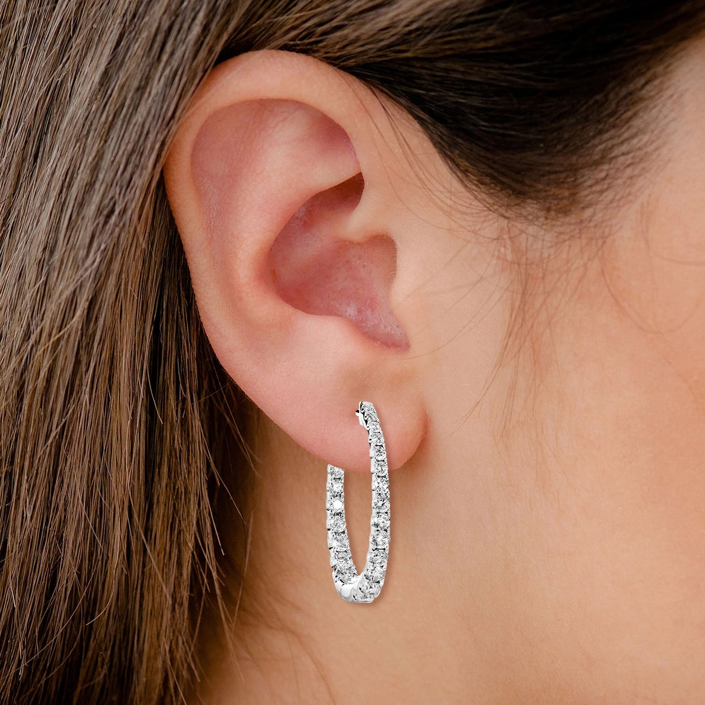 Graduated Inside Outside Diamond Hoop Earrings
