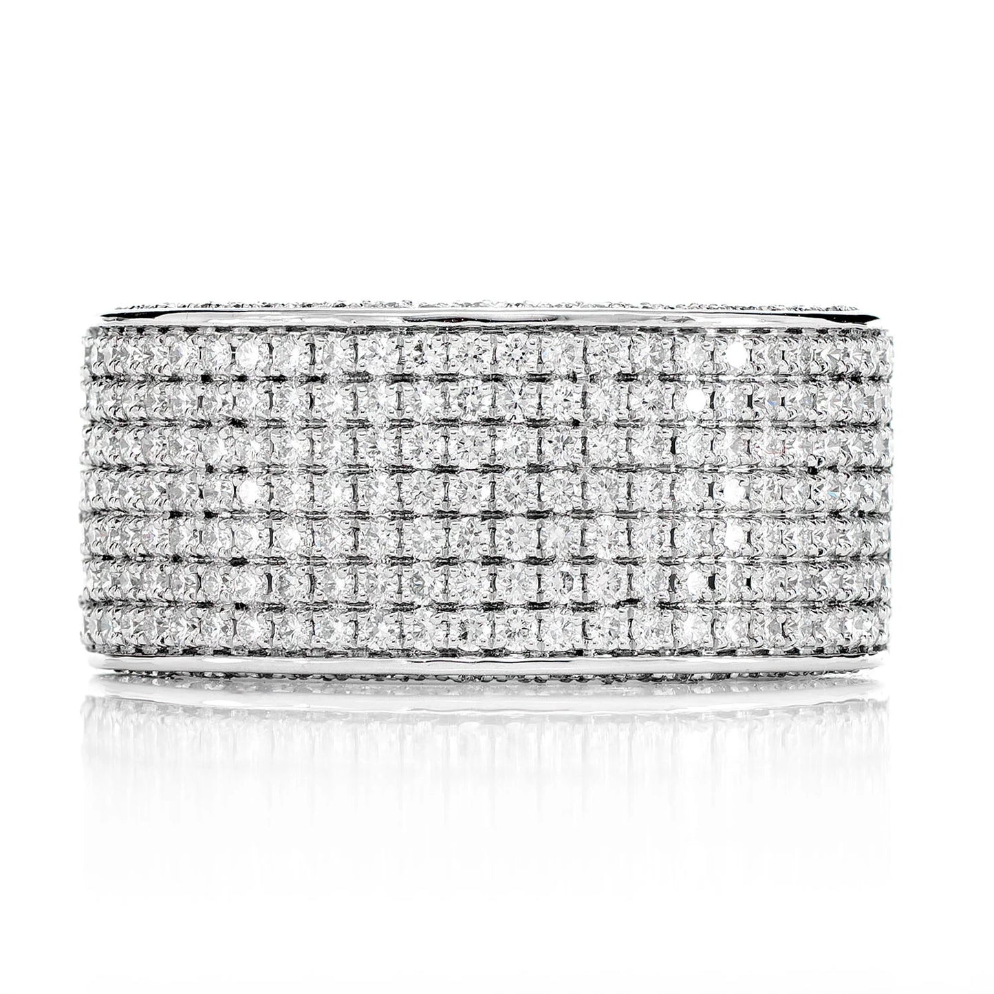 Seven Row Wide Pave Diamond Band Ring