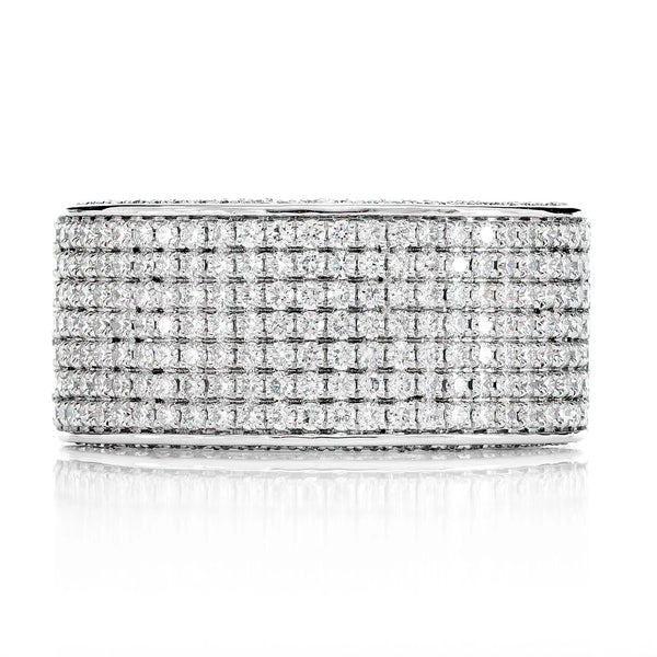 Seven Row Wide Pave Diamond Band Ring