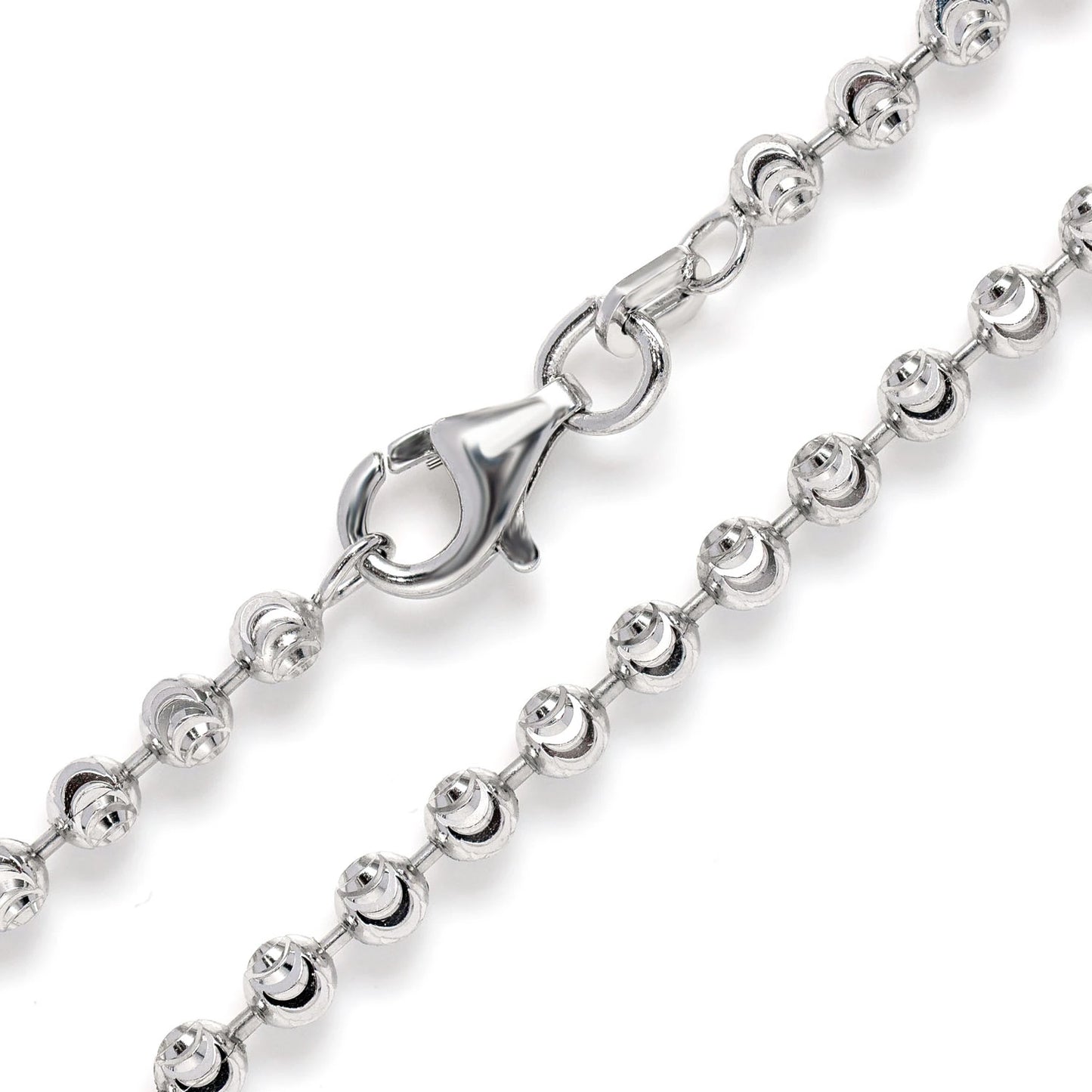 Sterling Silver Mooncut Chain in 925 sterling silver, 2.5mm width, angled view
