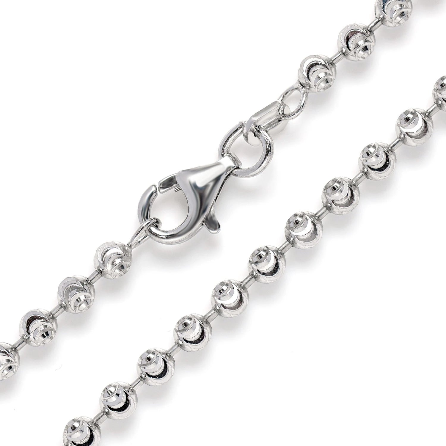 Sterling Silver Mooncut Chain in 925 sterling silver, 2.5mm width, angled view
