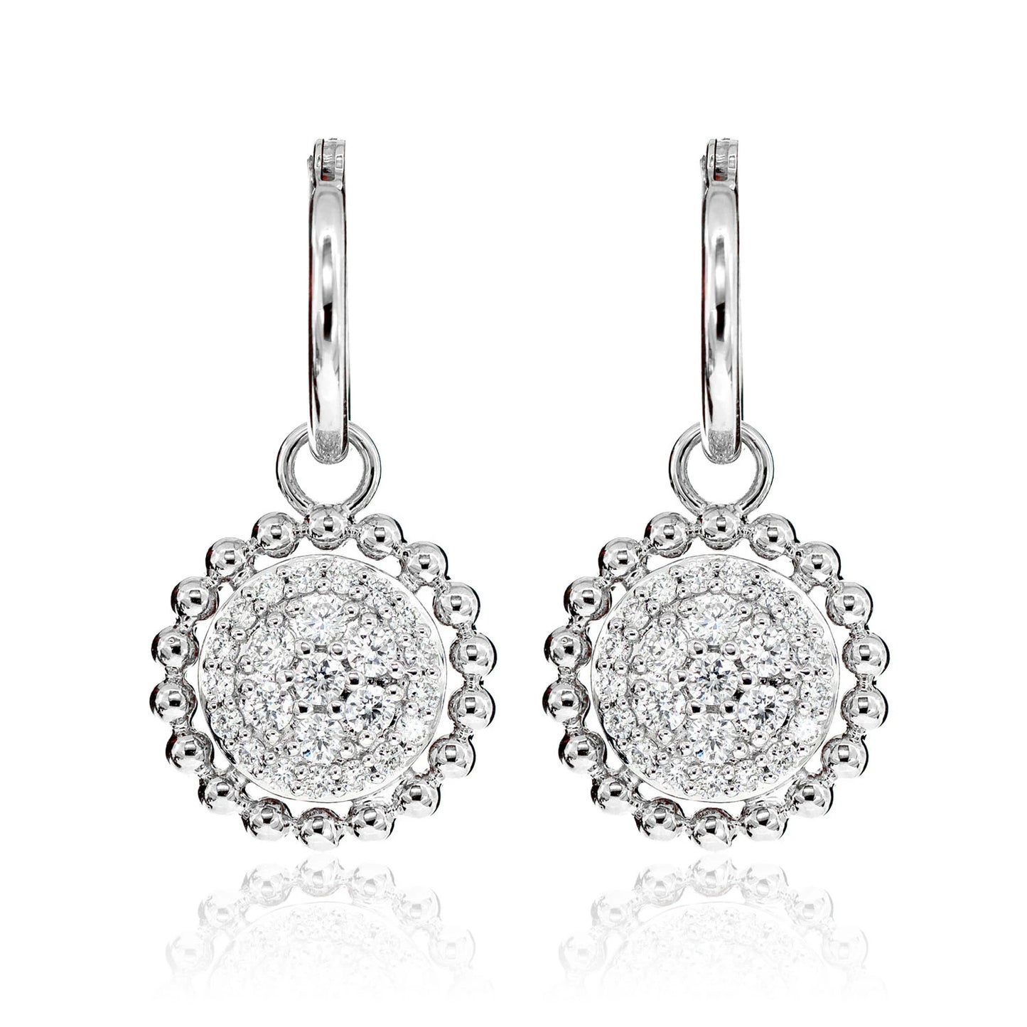 Dangling Diamond Halo Cluster Earrings