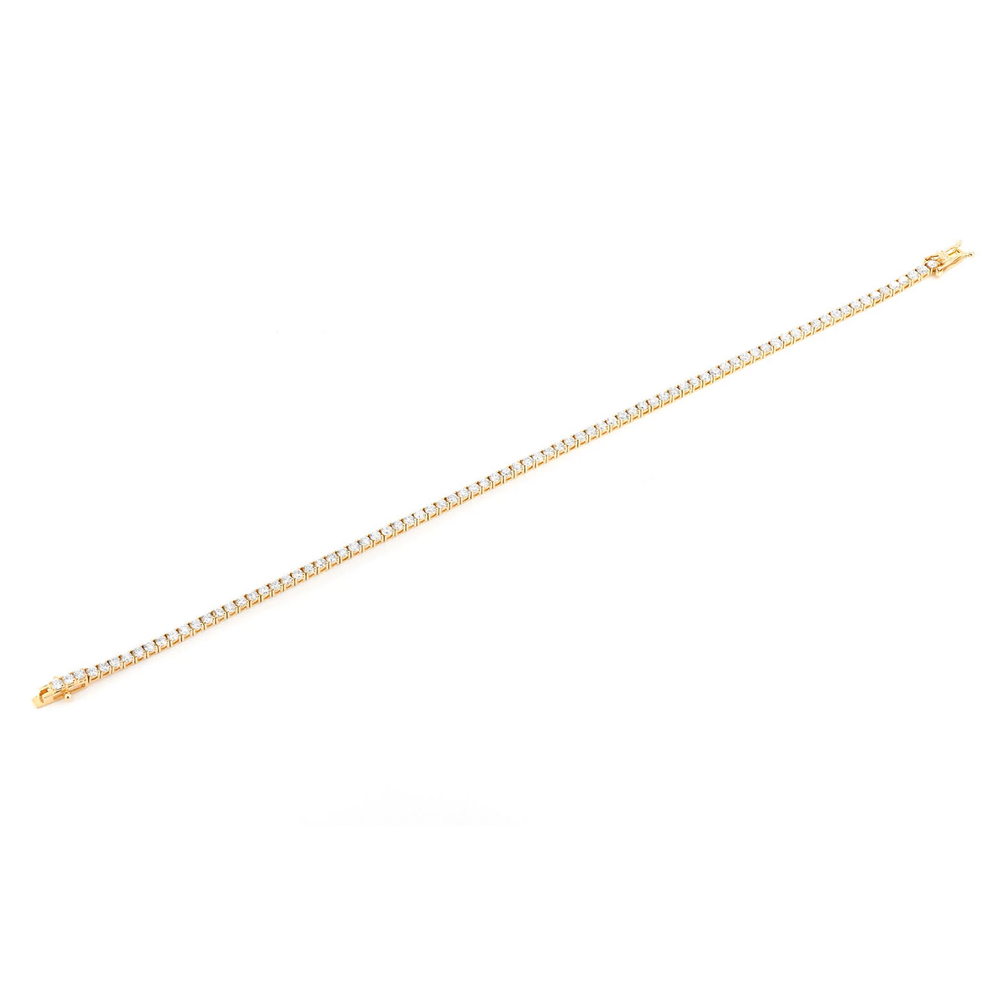 Prong Diamond Tennis Bracelet in 14K yellow gold, 6pt / 4.60ctw, full-length view