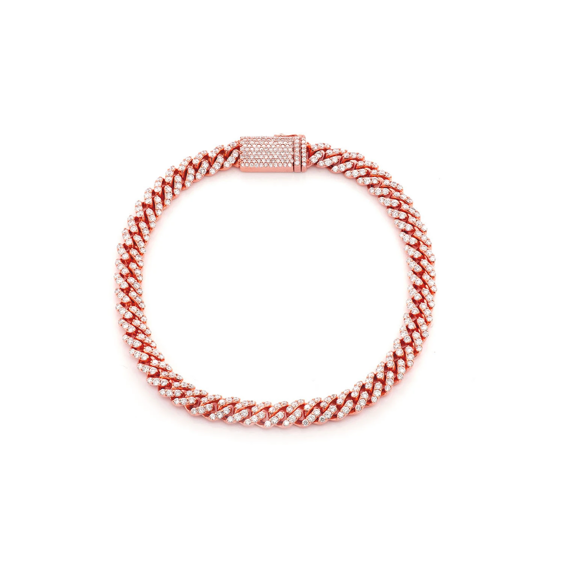 Miami Cuban Diamond Bracelet in 14K rose gold, 6mm / 4.25ctw width, front view
