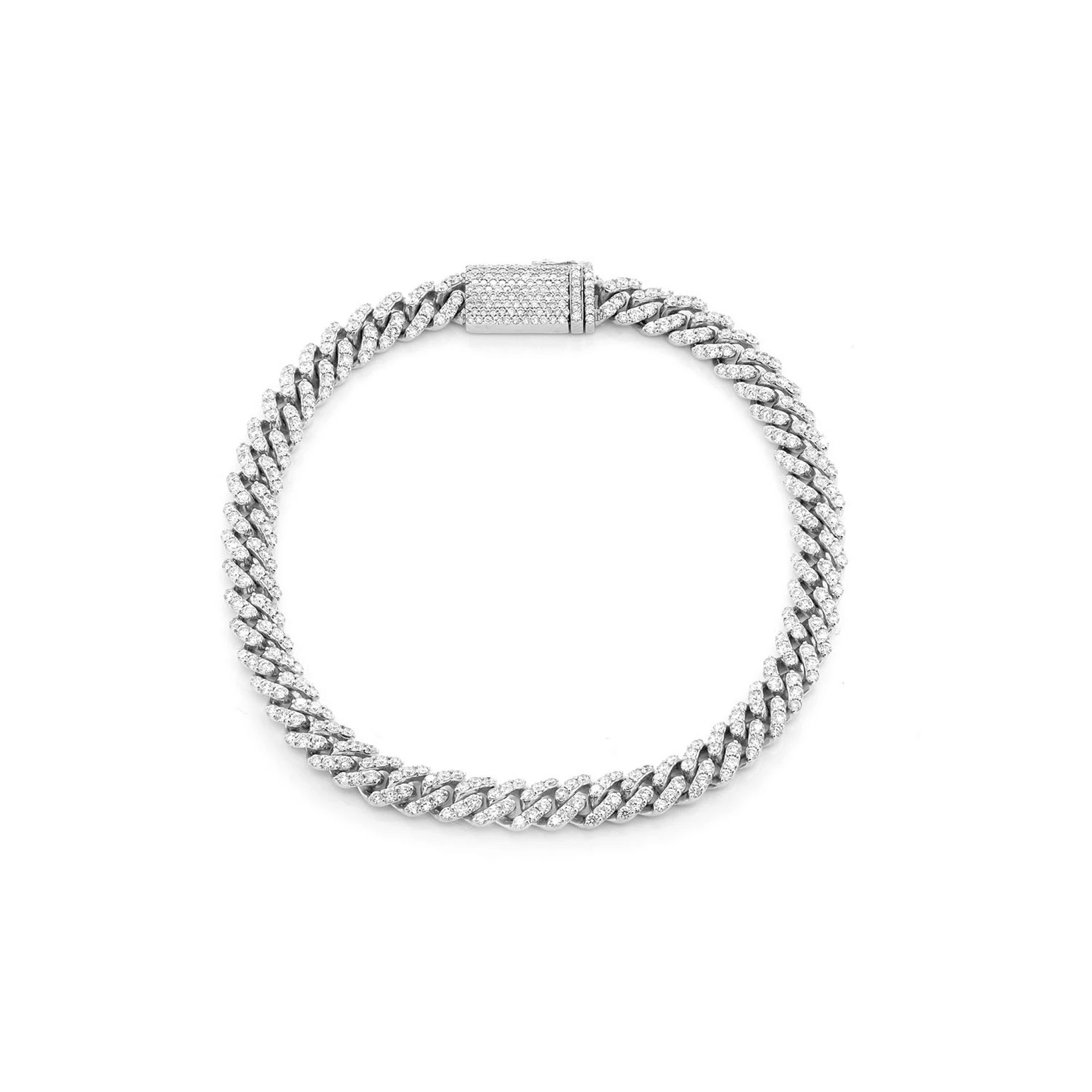 Miami Cuban Diamond Bracelet in 14K white gold, 6mm / 4.25ctw width, front view