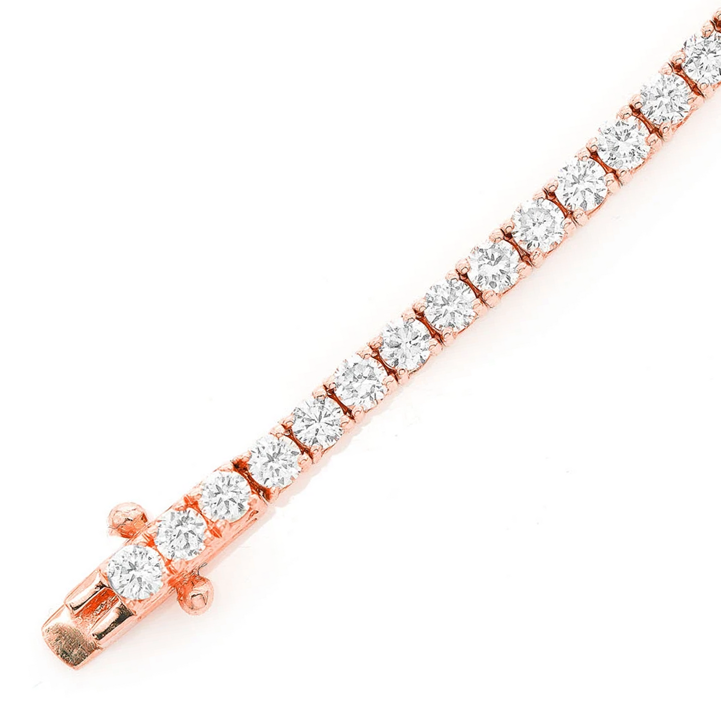 Prong Diamond Tennis Bracelet in 14K rose gold, 6pt / 4.60ctw, detail view