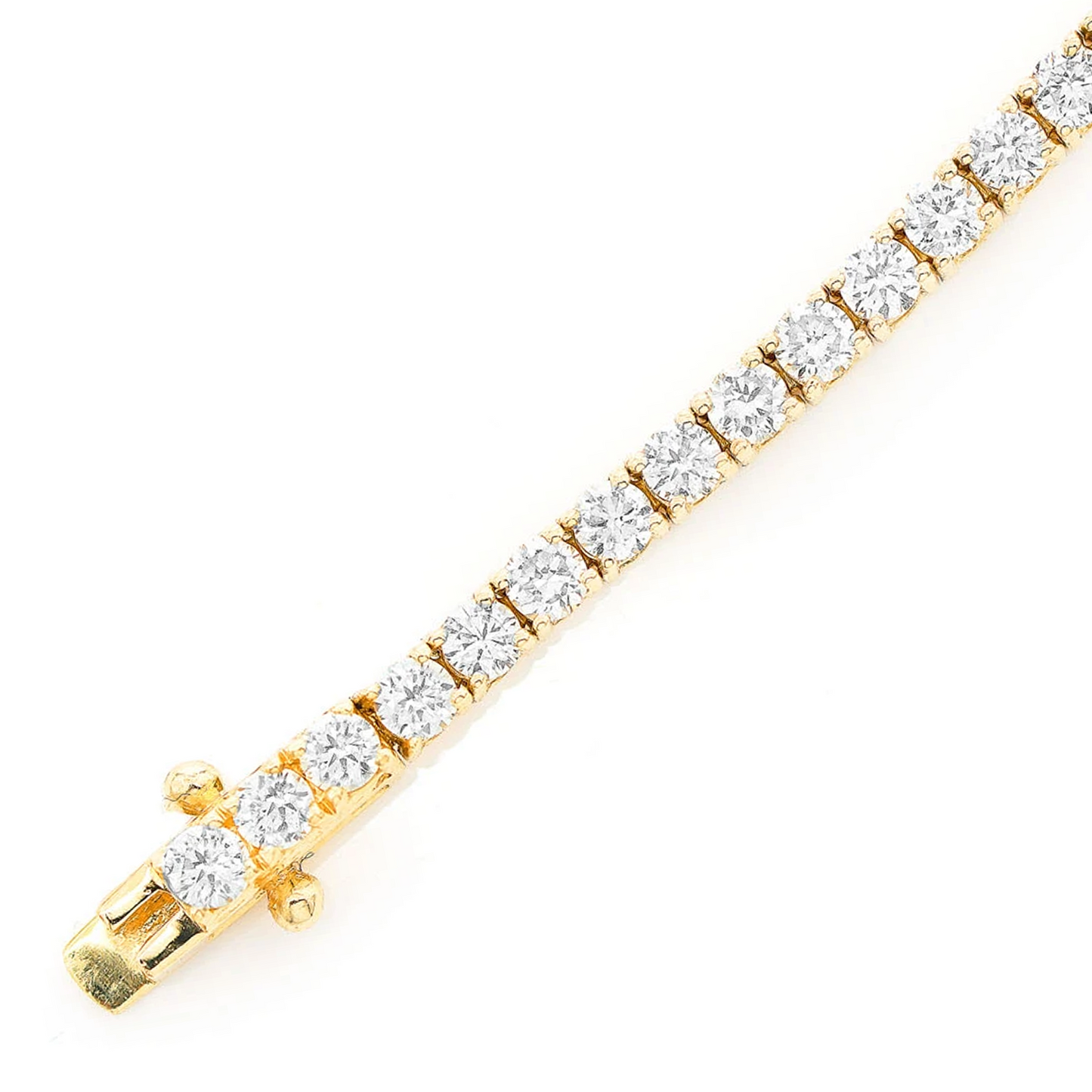 Prong Diamond Tennis Bracelet in 14K yellow gold, 6pt / 4.60ctw, detail view