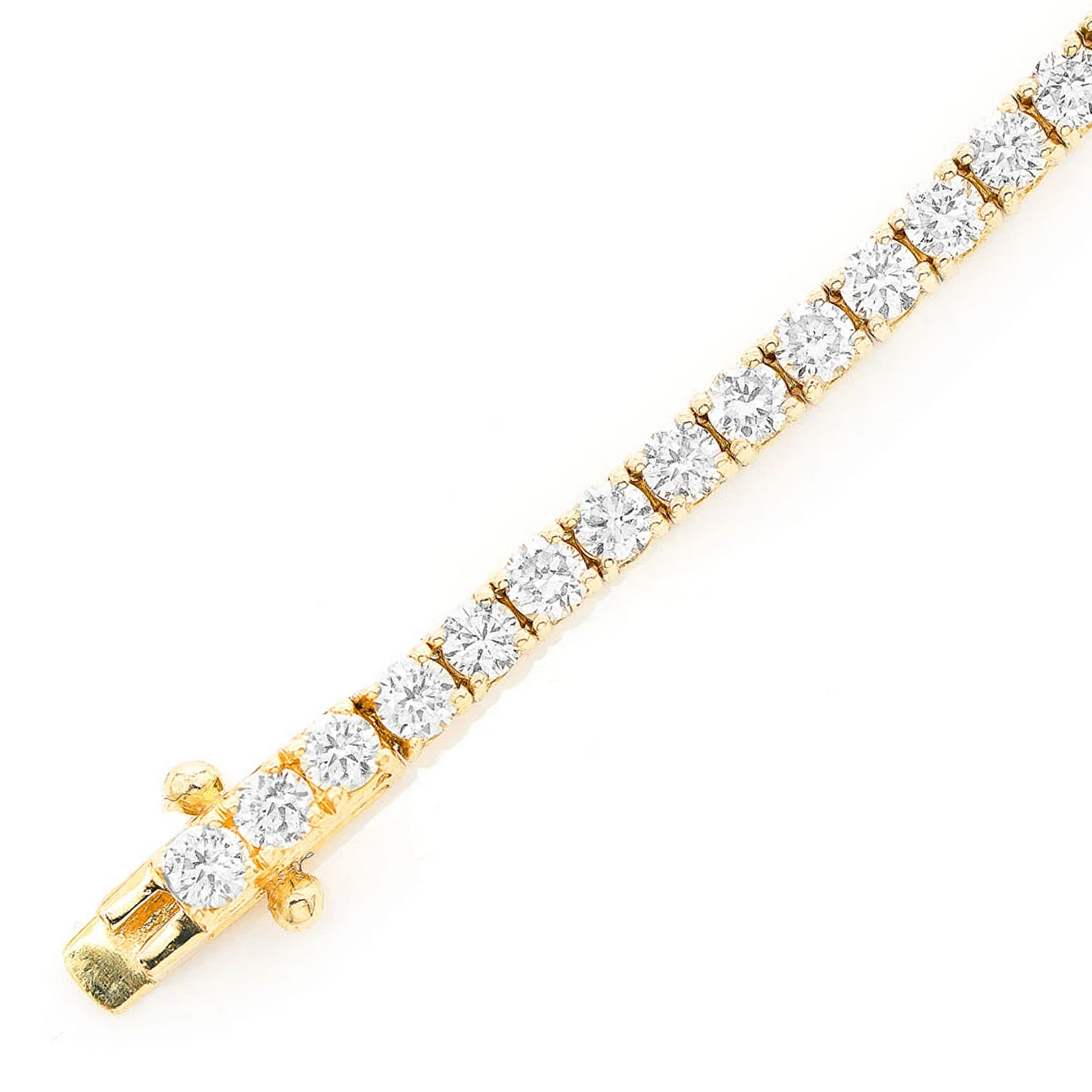 Prong Diamond Tennis Bracelet in 14K yellow gold, 6pt / 4.60ctw, detail view