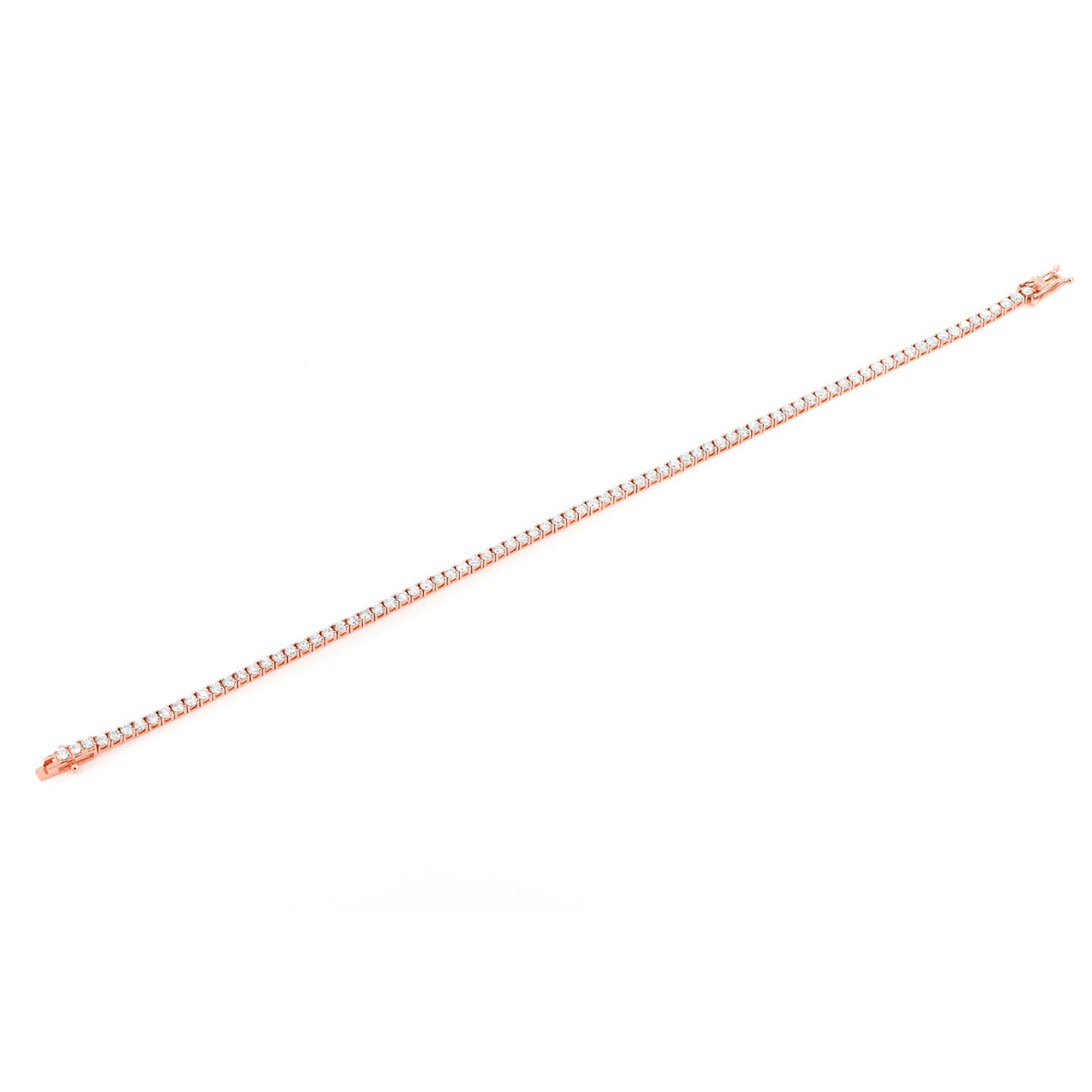 Prong Diamond Tennis Bracelet in 14K rose gold, 6pt / 4.60ctw, full-length view