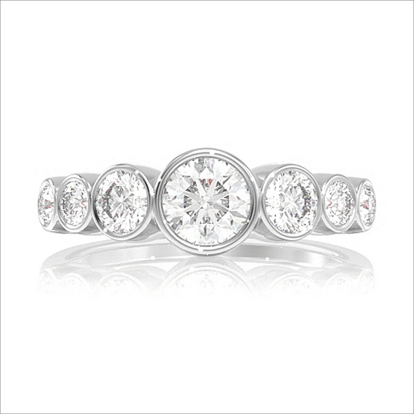 7 Stone Bezel Set Diamond Ring 14k