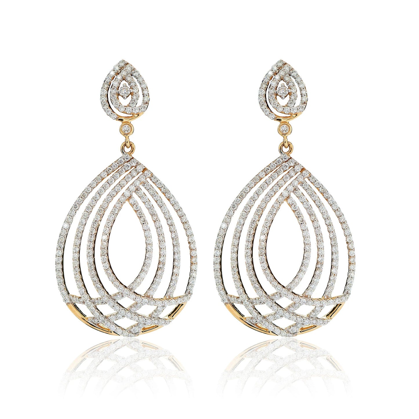 Dangling Open Tear Drop Diamond Earring
