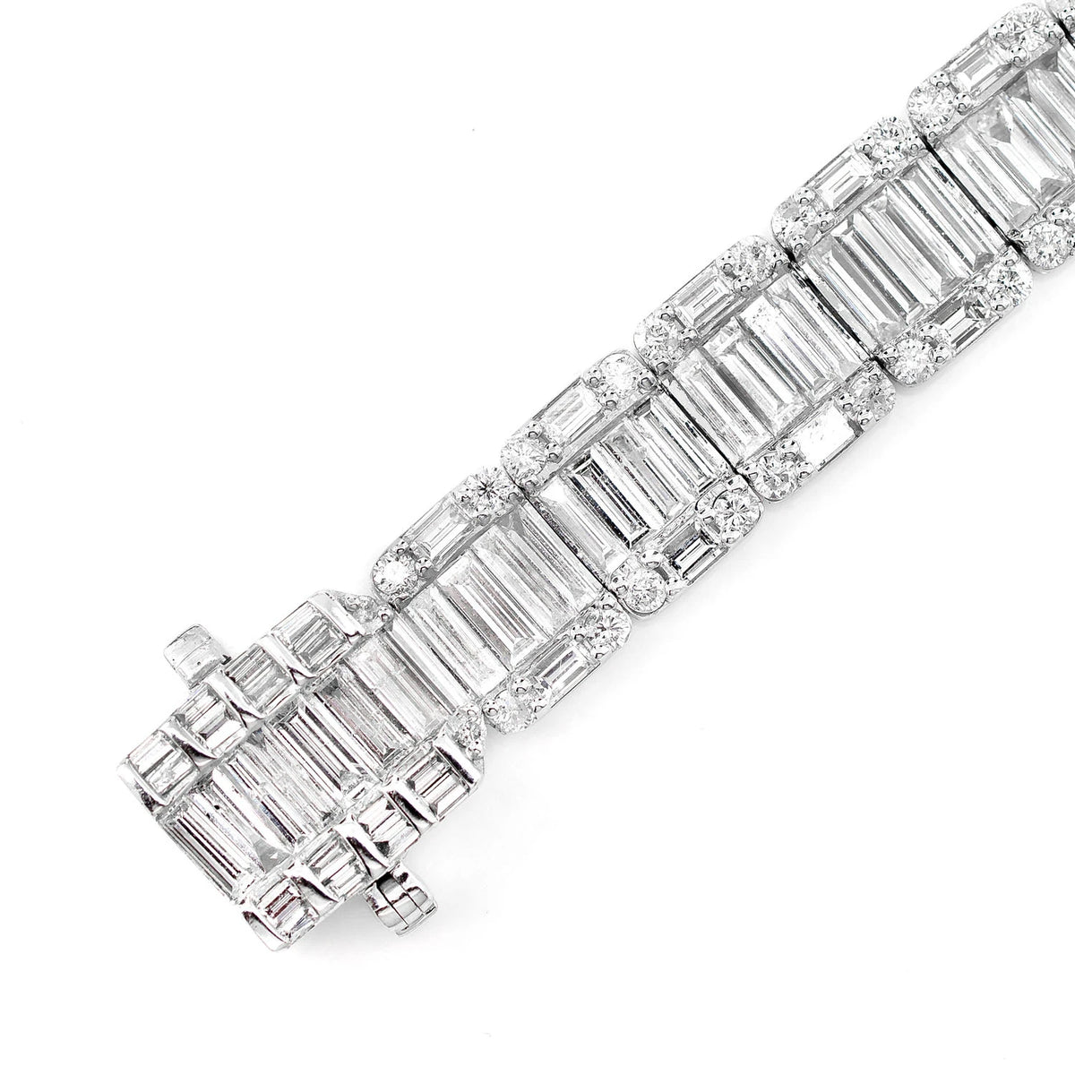 Baguette and Round Diamond Link Bracelet