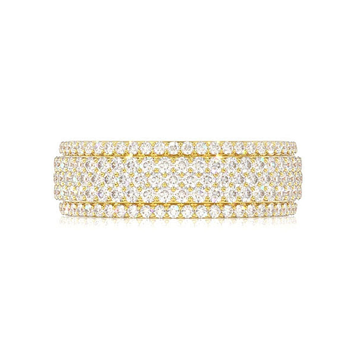 Multi Row Pavé Diamond Band in 14K yellow gold, front view