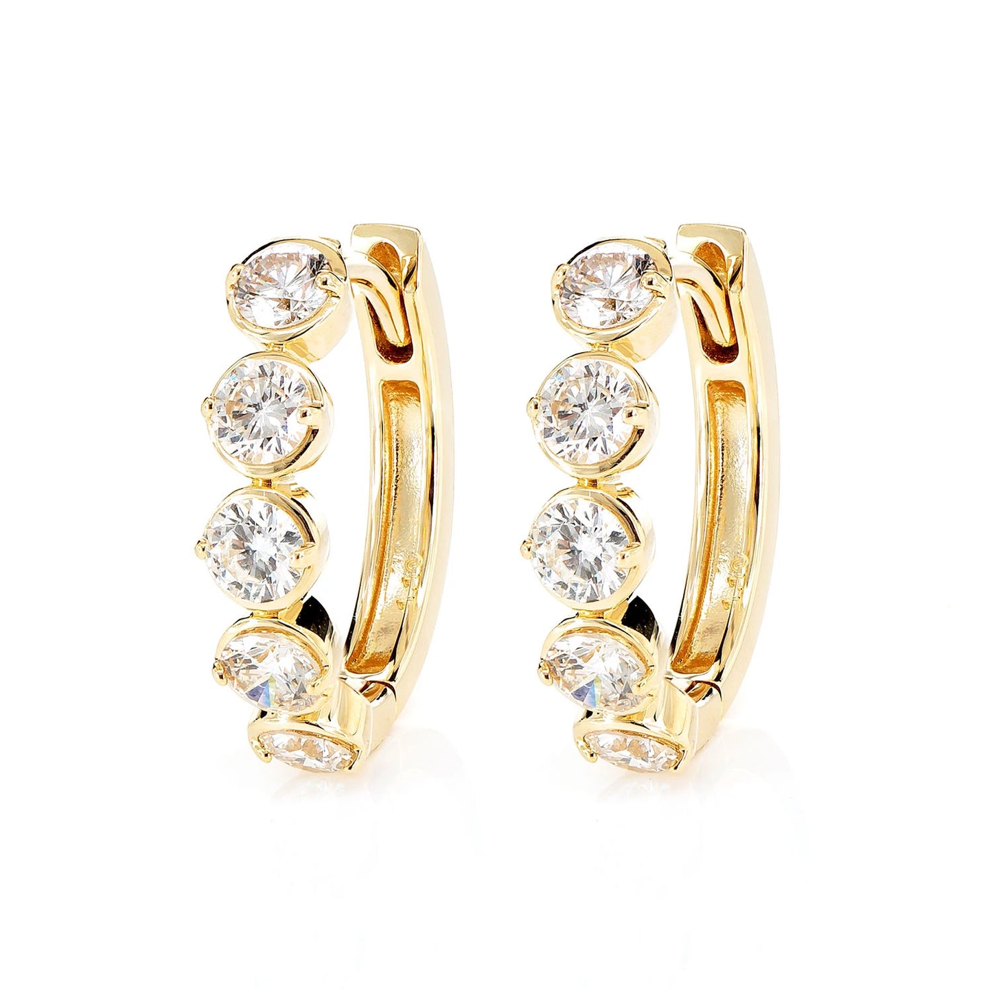 Diamond Huggie Bezel Hoop Earrings
