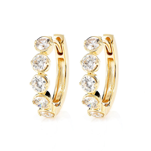 Diamond Huggie Bezel Hoop Earrings
