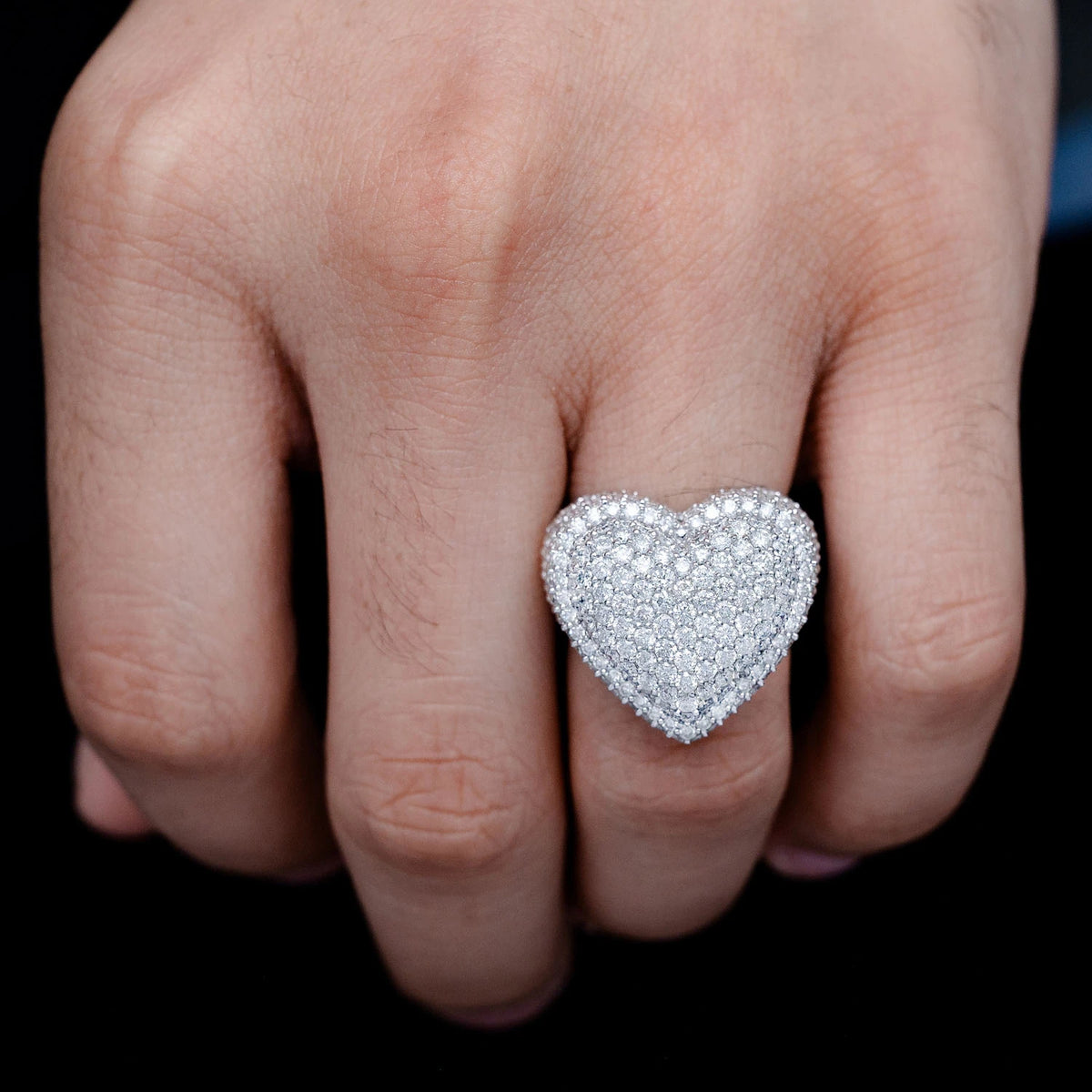 Bubbly Heart Signet Diamond Ring
