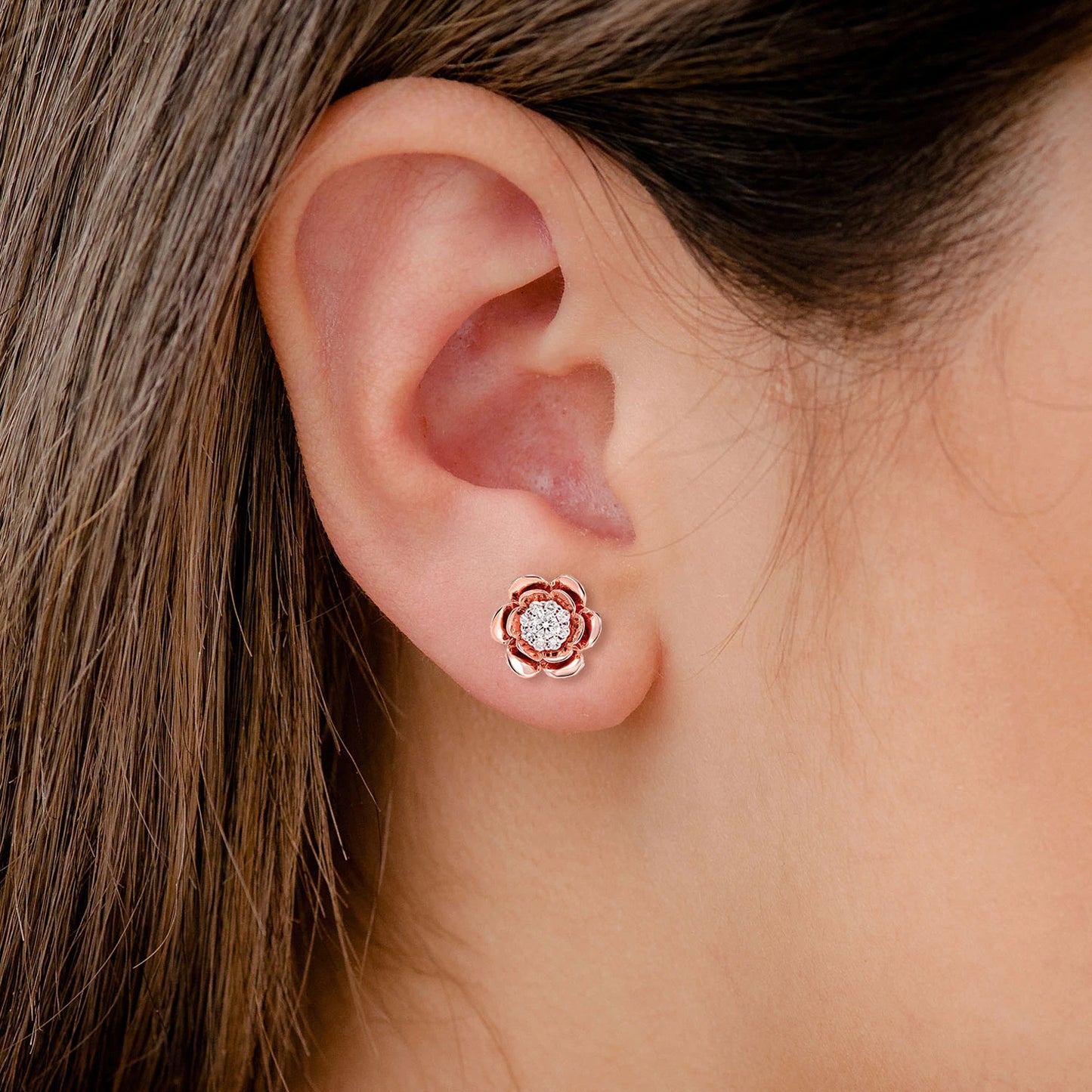 Bloomed Flower Diamond Cluster Stud Earrings