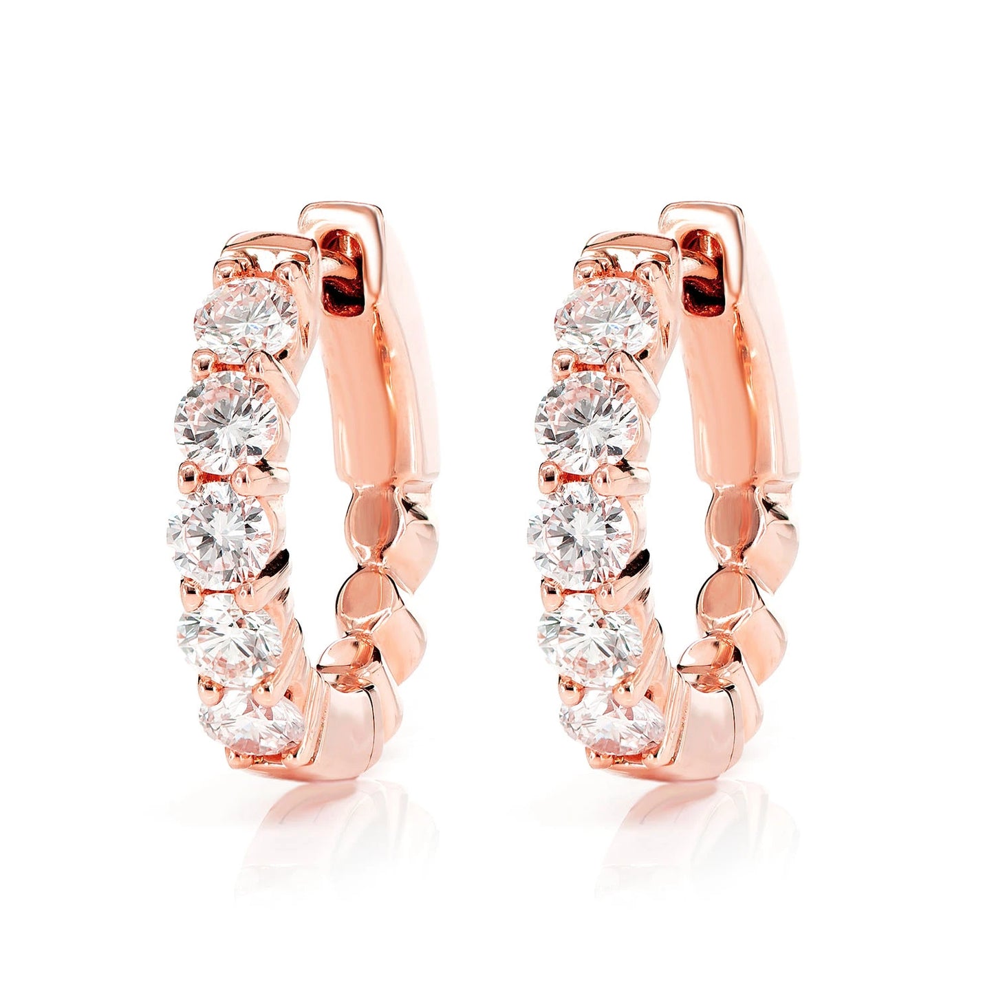 Shared Prong Diamond Hoop Earrings