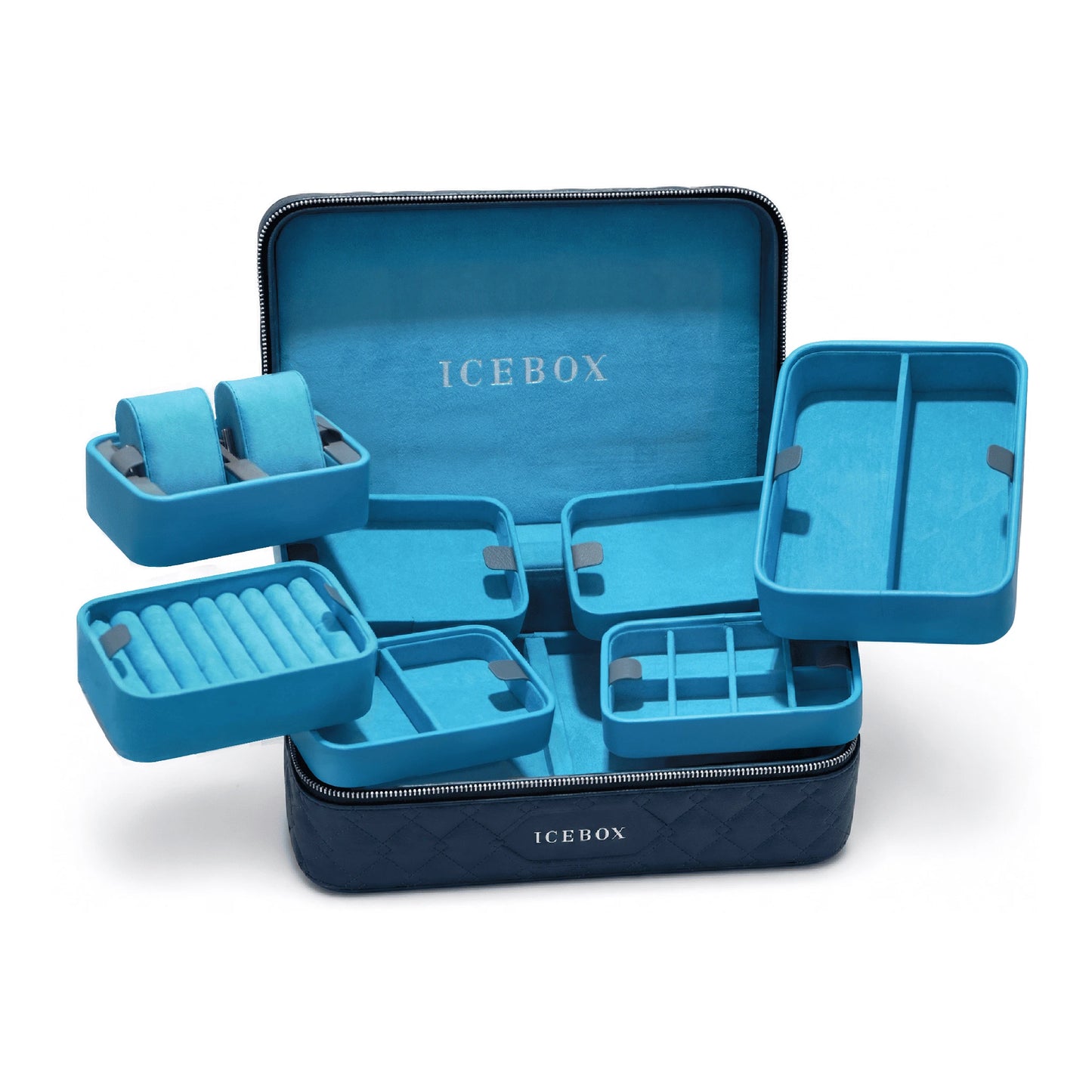 Icebox Large Traveler Case in navy, 2-watch capacity, detail view 2