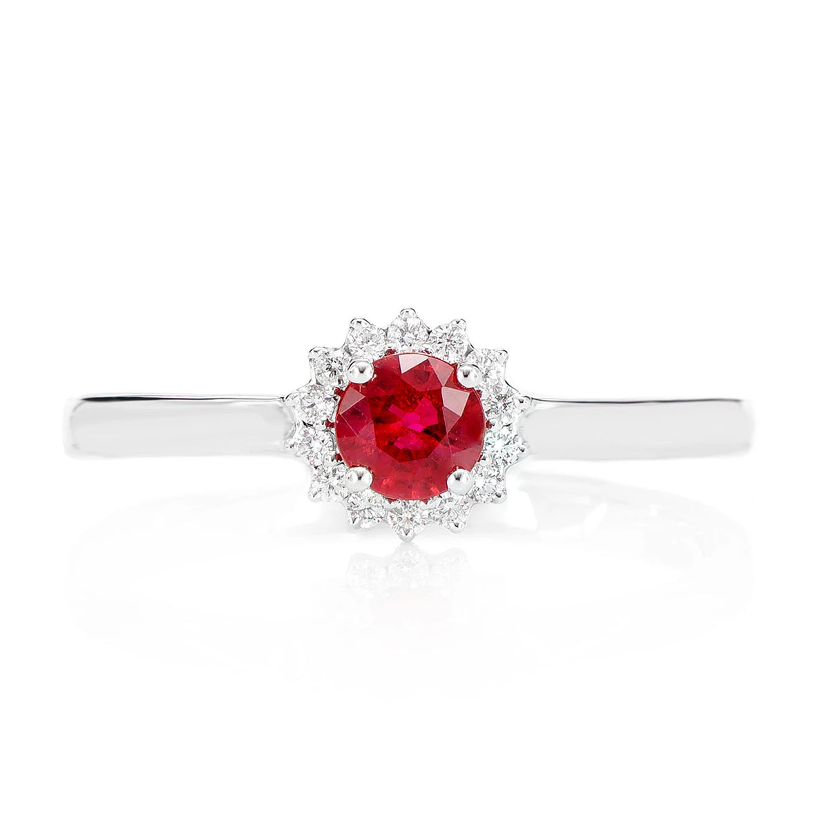 Ruby and Diamond Halo Ring