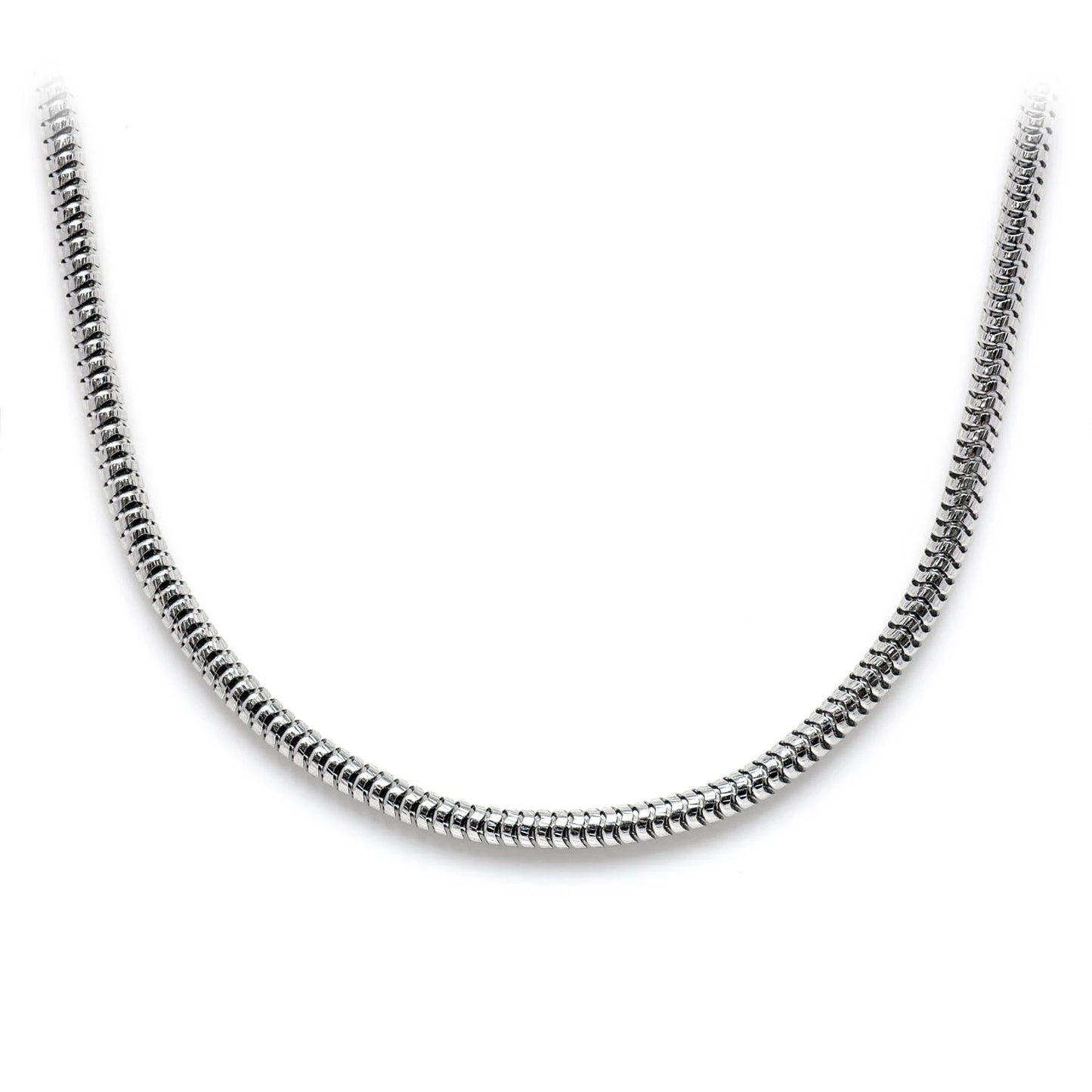 Sterling Silver Snake Chain in 925 sterling silver, 2mm width, front view