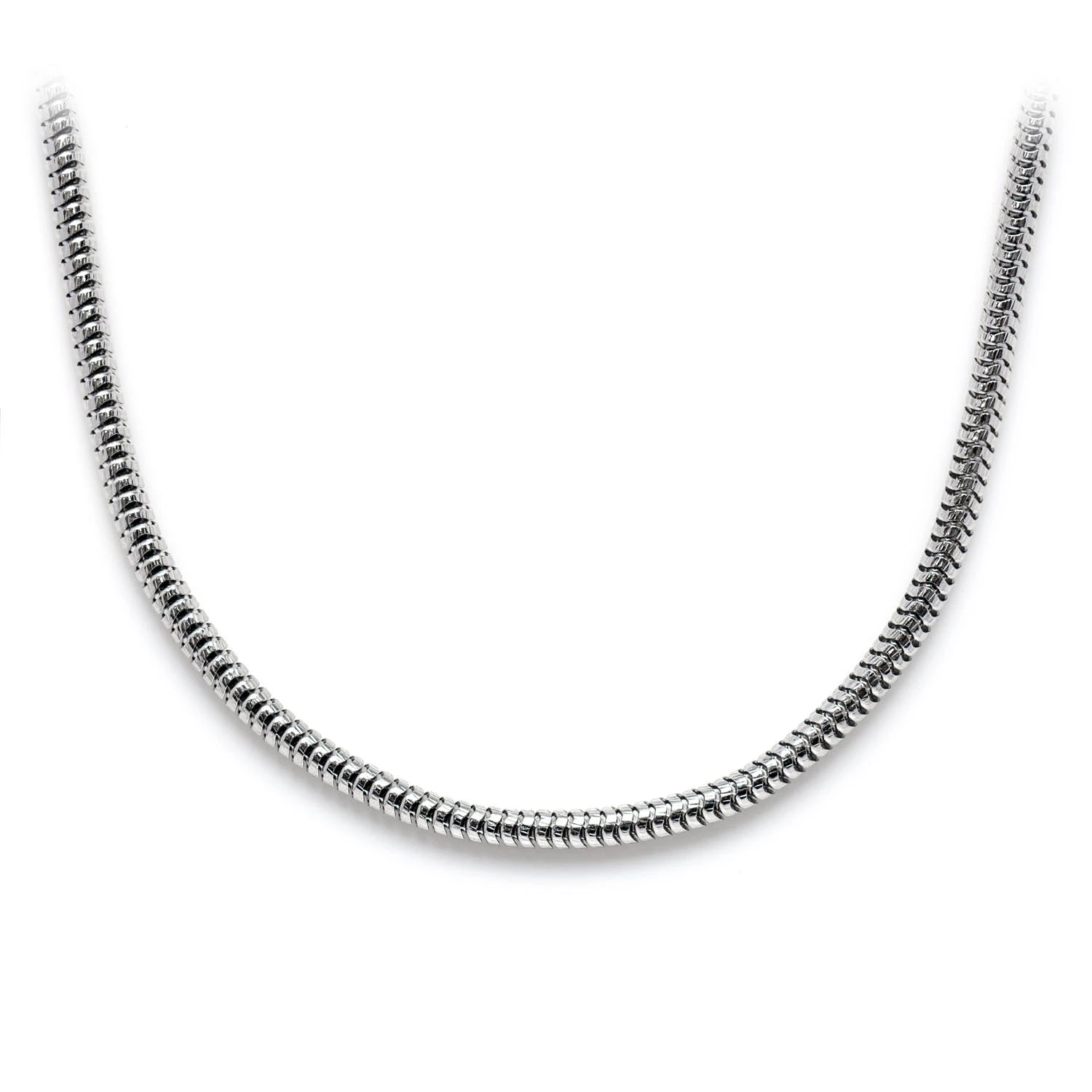 Sterling Silver Snake Chain in 925 sterling silver, 2mm width, front view