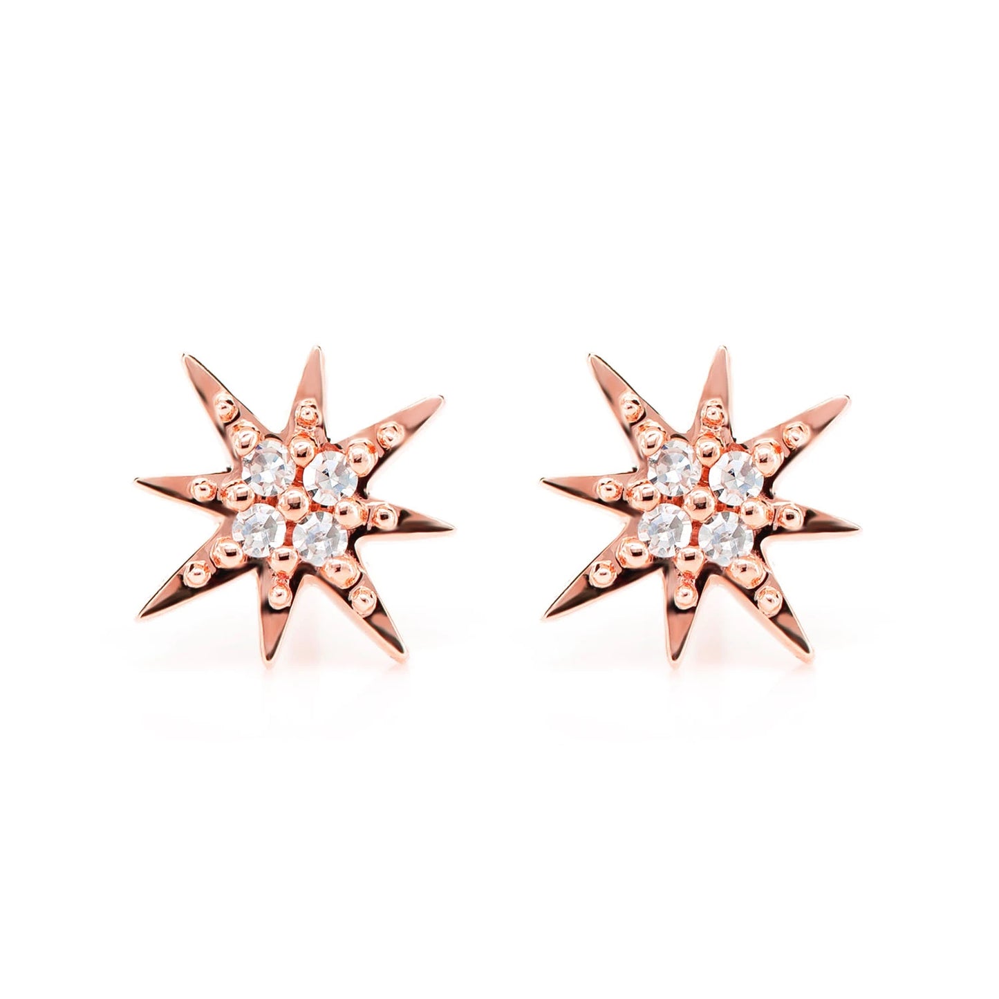 Diamond Shining Star Stud Earrings