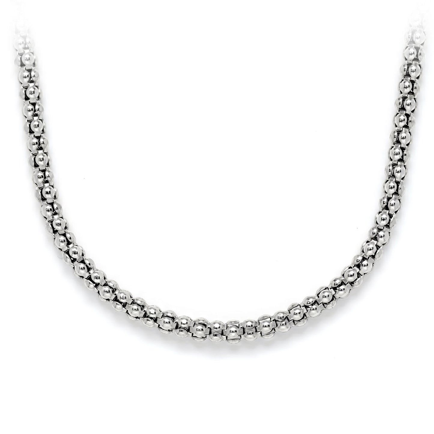 Sterling Silver Wheat Chain in 925 sterling silver, 2.5mm width, front view