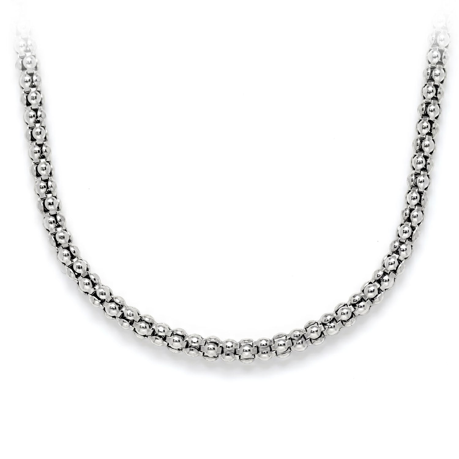 Sterling Silver Wheat Chain in 925 sterling silver, 2.5mm width, front view