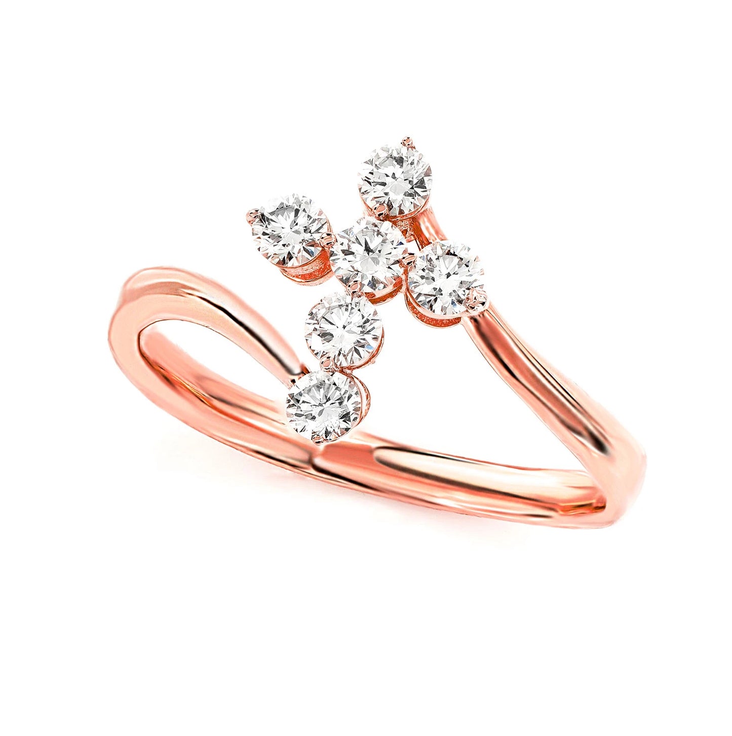 Bypass Diamond Cross Ring in 14K rose gold, detail view