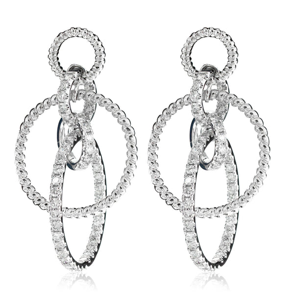 Diamond Interlocked Rope Hoop Earrings