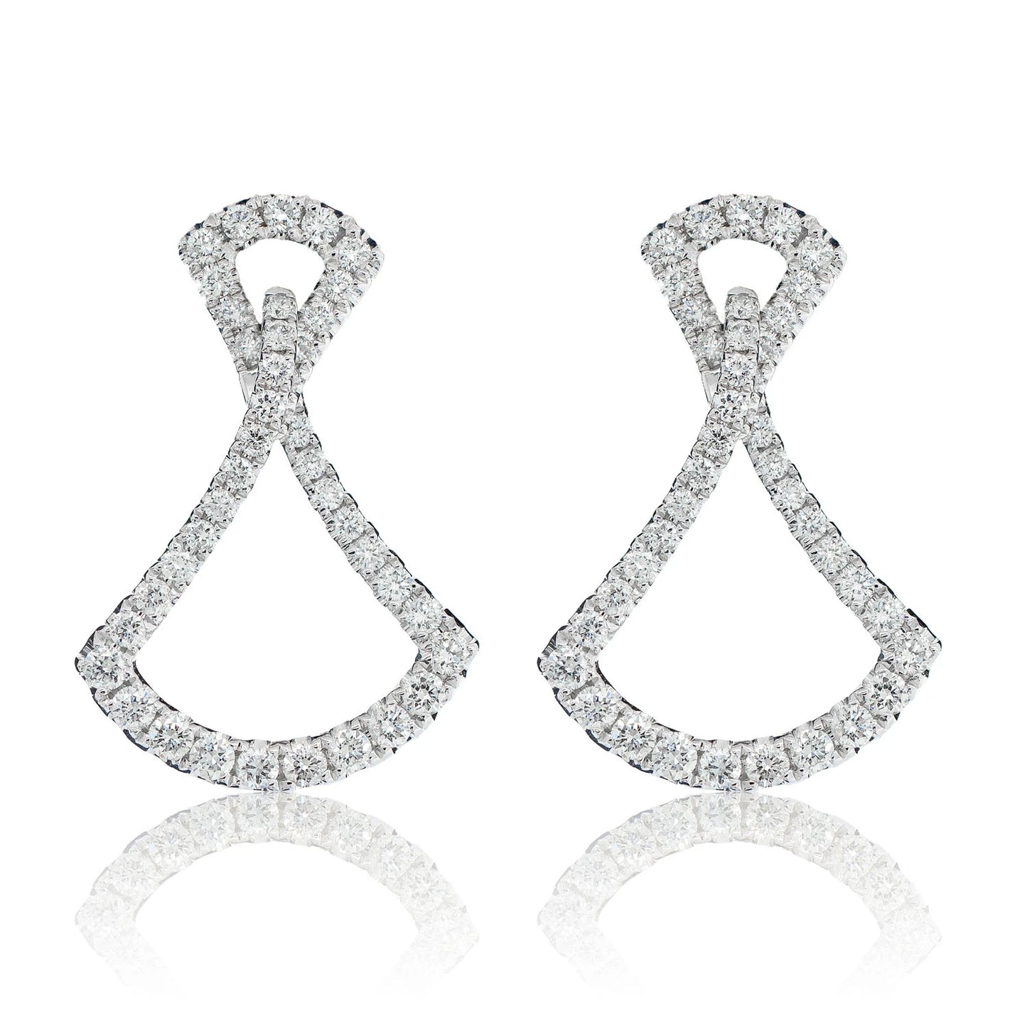 One Row Chevron Diamond Hoop Earrings