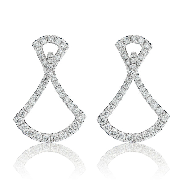 One Row Chevron Diamond Hoop Earrings