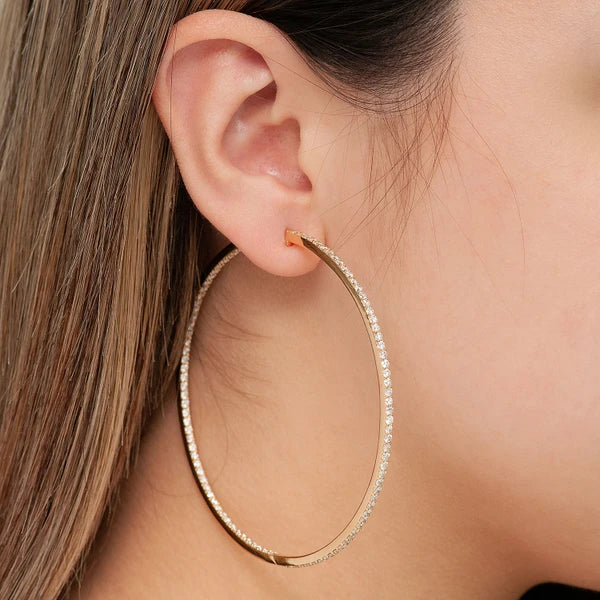 Large Inside-Out Diamond Hoop Earrings in 14K rose gold, 6.25ctw, alternate view